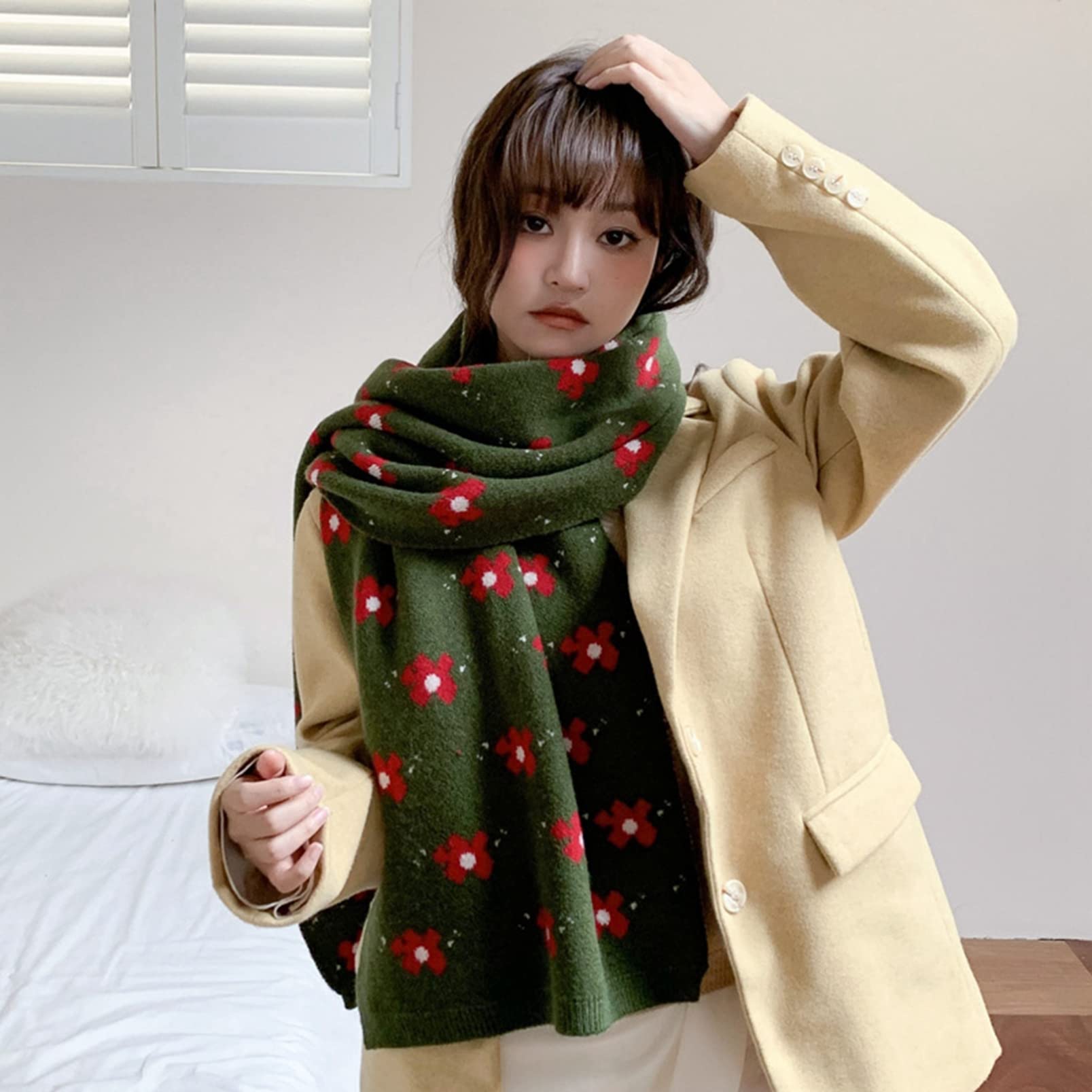 Amazon.co.jp: マフラー レディース 花柄 ルーシーストール ボリューム 