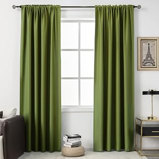 DUALIFE Sage Green Room Darkening Curtains for Living Room - 72 Inch Length Rod Pocket Energy Saving Thermal Insulated Soundproof Curtains for Bedroom Set of 2 Panels (Sage Green 54x72)