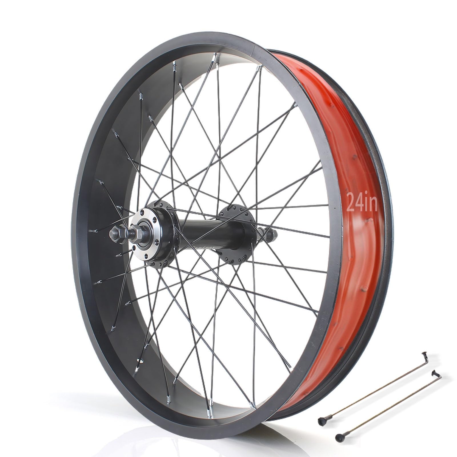 20in/24in/26in X 4.0" Fat Tire Bike Wheels Disc Brake Snow Bike Front Rear Wheel 135mm/195mm 36H Hubs Beach Bike Wheelset For 7/8/9/10s Rotary Freewheel 14G Spokes(24in Rear wheel)