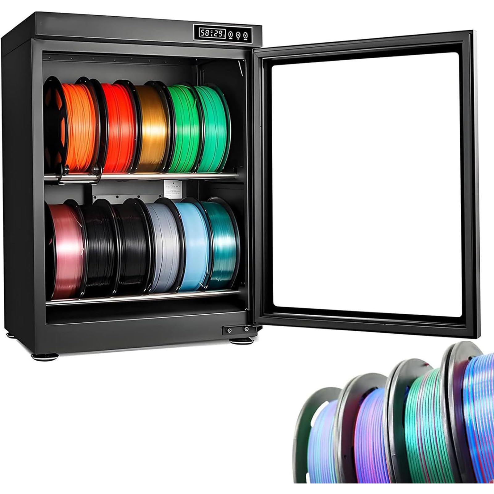 Armario de Secado de filamento 3D, Caja Secadora de filamento 3D, Caja de Almacenamiento Antihumedad con Capacidad para 10-12/15-21 bobinas de filamento, Estructura de Secado sellada 70L