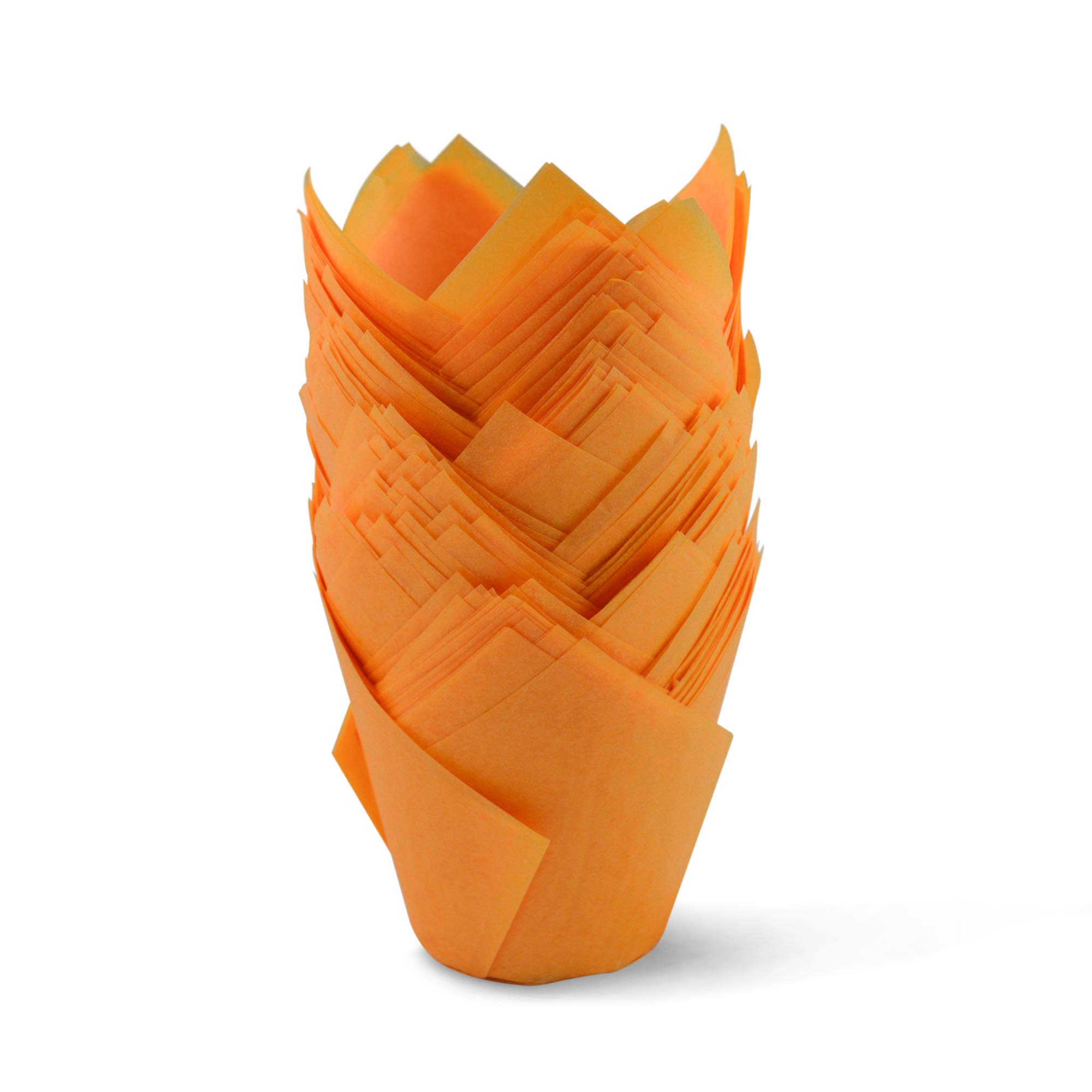 Moldes de tulipán naranja para hornear magdalenas, papel a prueba de grasa, 200 unidades