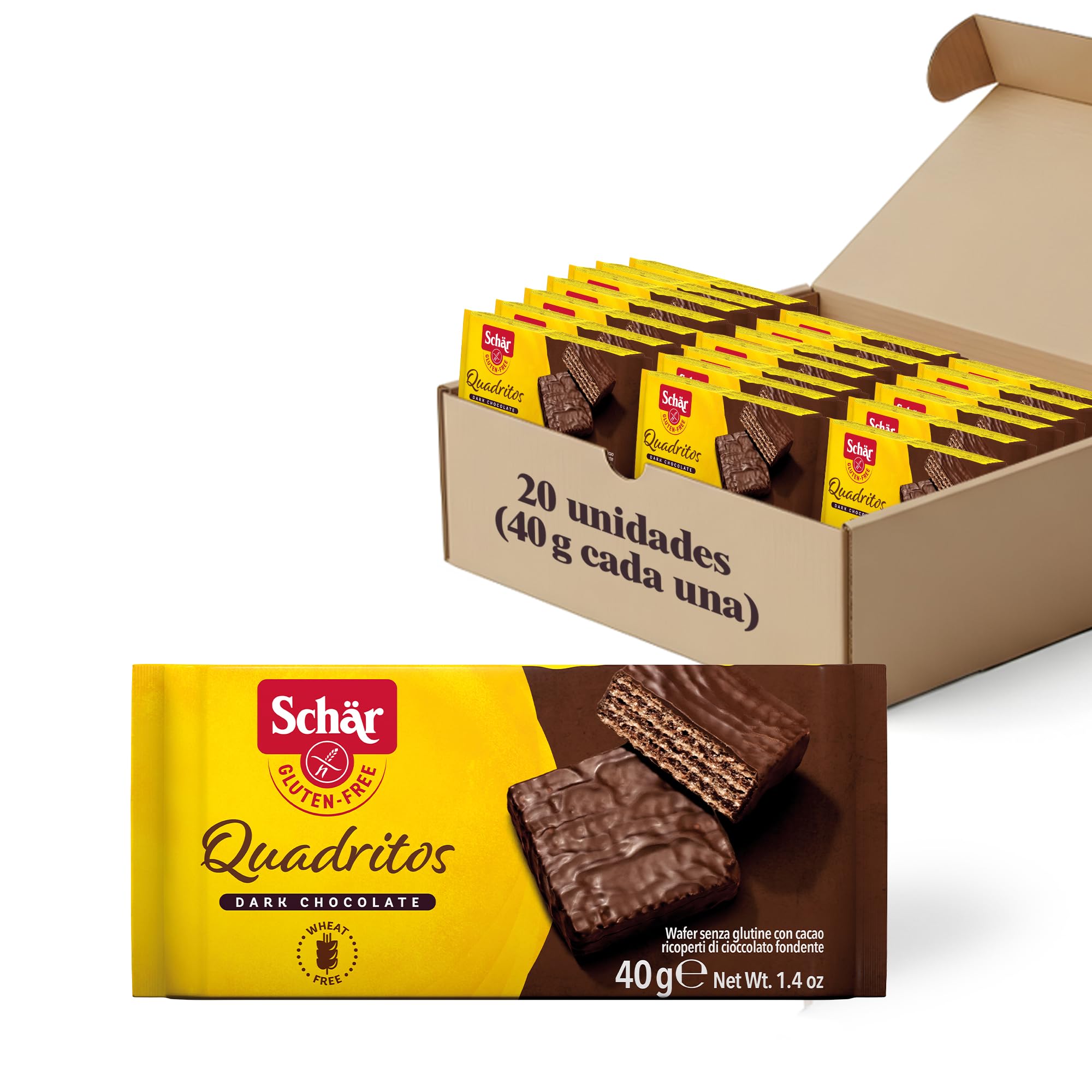 Schar Quadritos Glutensiz Çikolata Kaplamalı Gofret 40 Gr