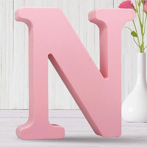 AOCEAN Letras de madera rosa de 8 pulgadas, letras de madera sin terminar para decoración de pared, letras decorativas de pie en rodajas, decoración