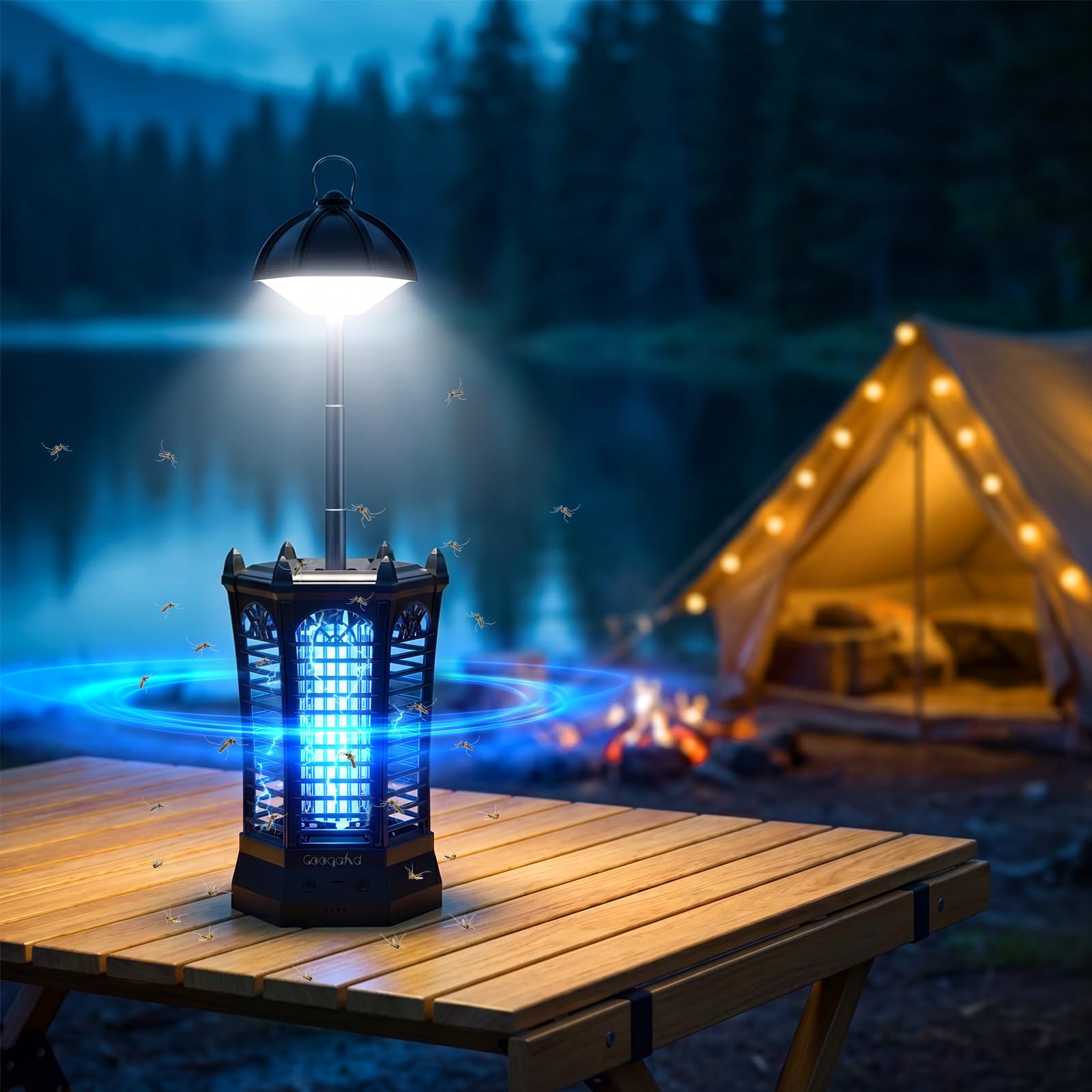 Insektenvernichter Elektrisch mit LED-Beleuchtung,IPX4 wasserdicht | Mückenfalle mottenfalle für Innen Außen 4000mAh Akku, Sicher, ungiftig & Geruchsneutral,Schlafzimmer,Küche,Wohnzimmer