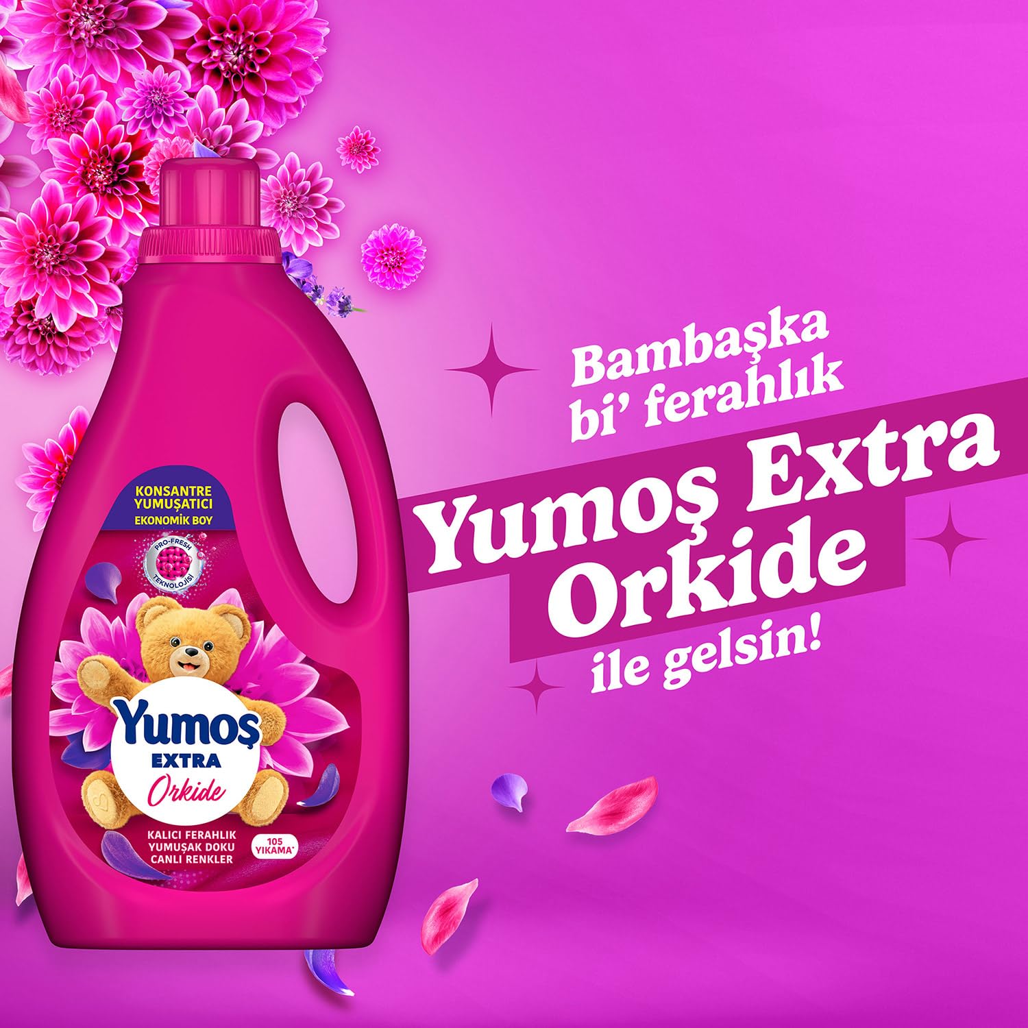Yumoş Extra Konsantre Çamaşır Yumuşatıcısı Orkide 2520 ml (4 paketi)