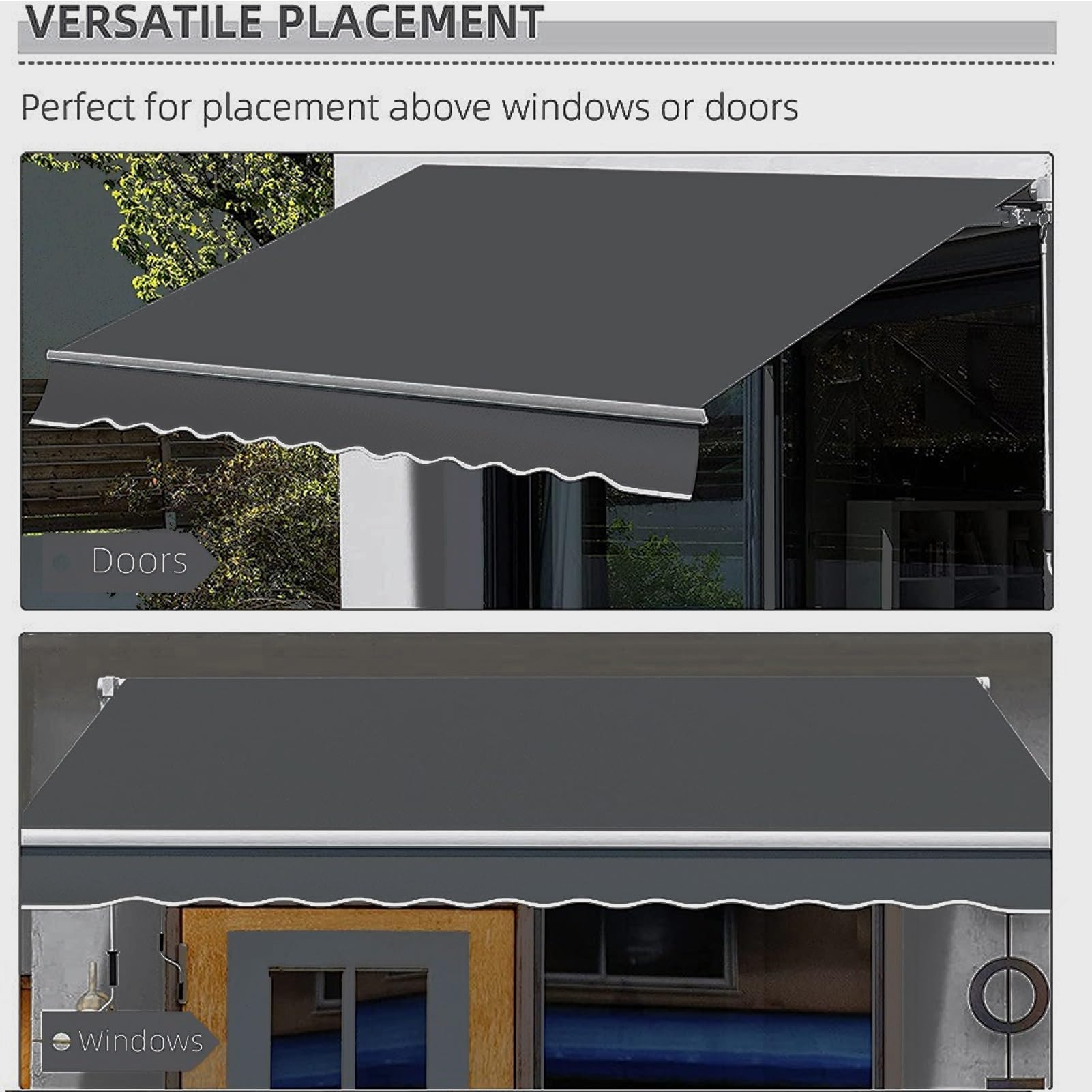 Toile de Remplacement pour Store banne rétractable Manuel avec Lambrequin Vagues Douces, Tissu de Store en Polyester Imperméable pour Porte et Fenêtre(280x300cm)