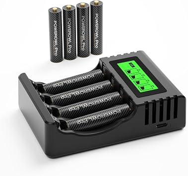 POWEROWL Rechargeable AAA Batteries PRO w/ 4 Bay Charger, High Capacity 1100mAh, Premium NiMH Triple A Battery -8 Count