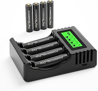 POWEROWL Rechargeable AAA Batteries PRO w/ 4 Bay Charger, High Capacity 1100mAh, Premium NiMH Triple A Battery -8 Count