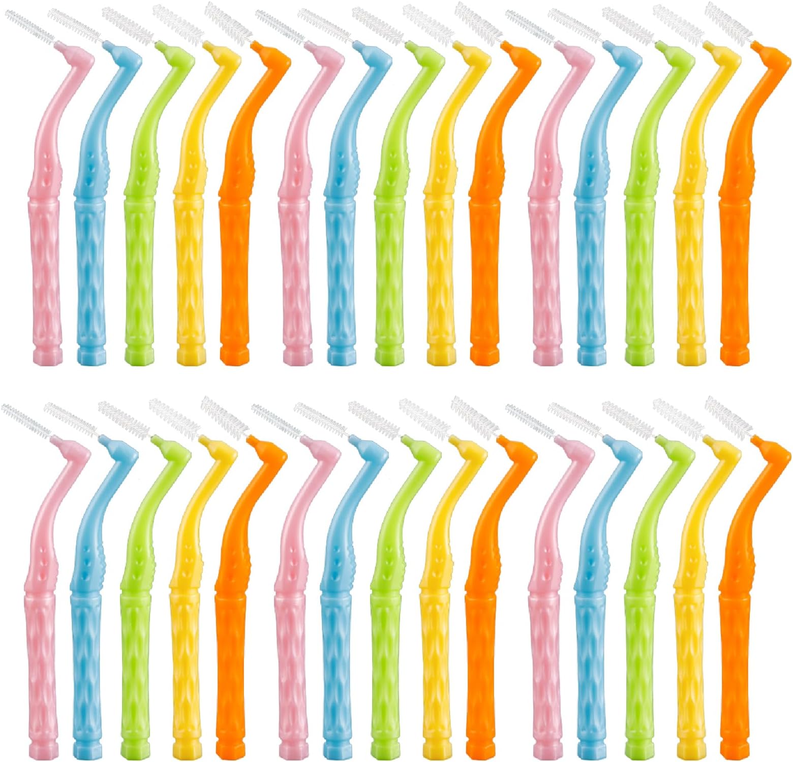 50PCS L-Shaped Interdental Brushes Braces Toothbrush Short Handle,5 Different Sizes Dental Floss Brush Angled Interdental Toothpick