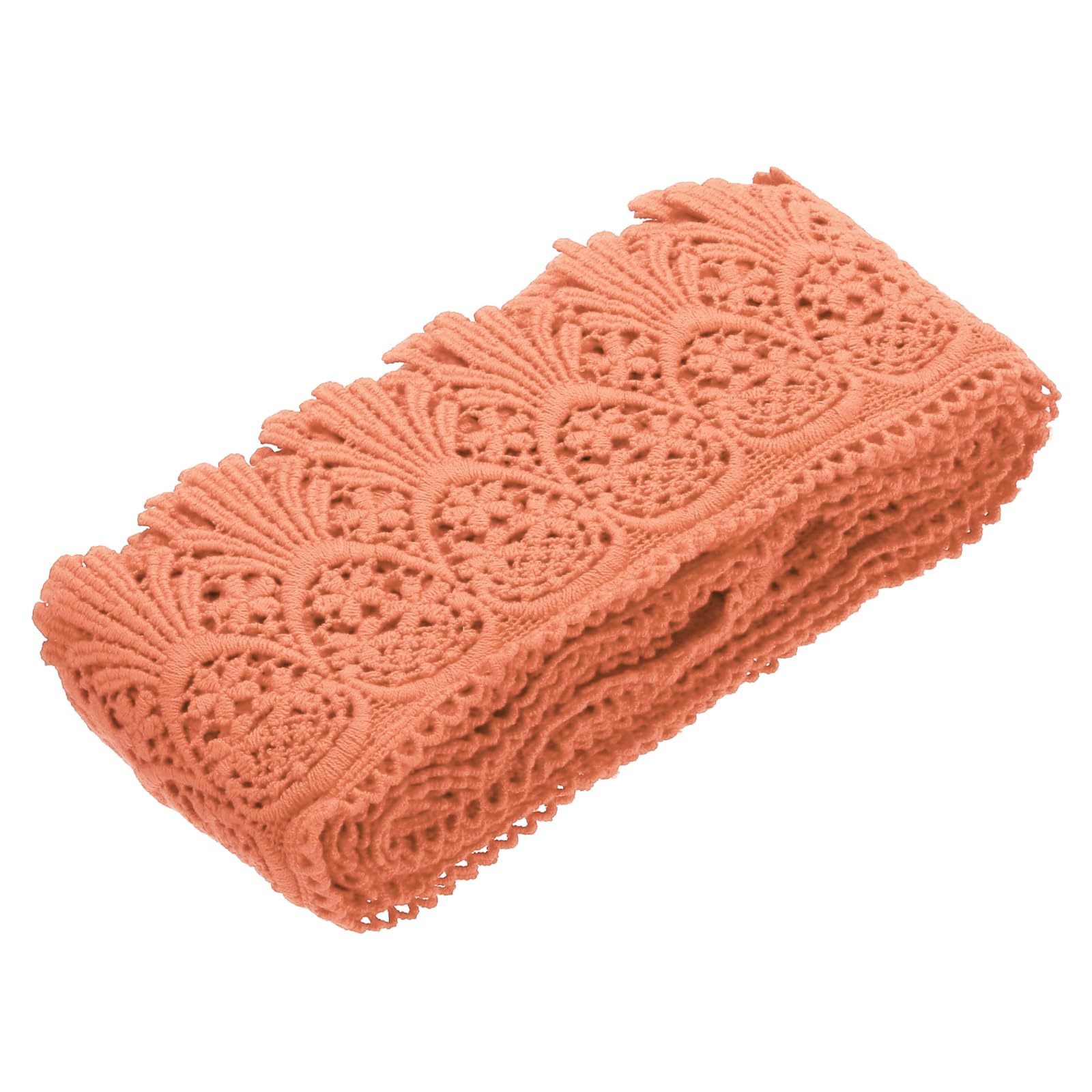 sourcing map Cotton Lace Trim Vintage Crochet 3inch x 3yard Orange Stretch Lace Edge Ribbon for DIY Scrapbooking Clothes Curtain Slipcover Fabric