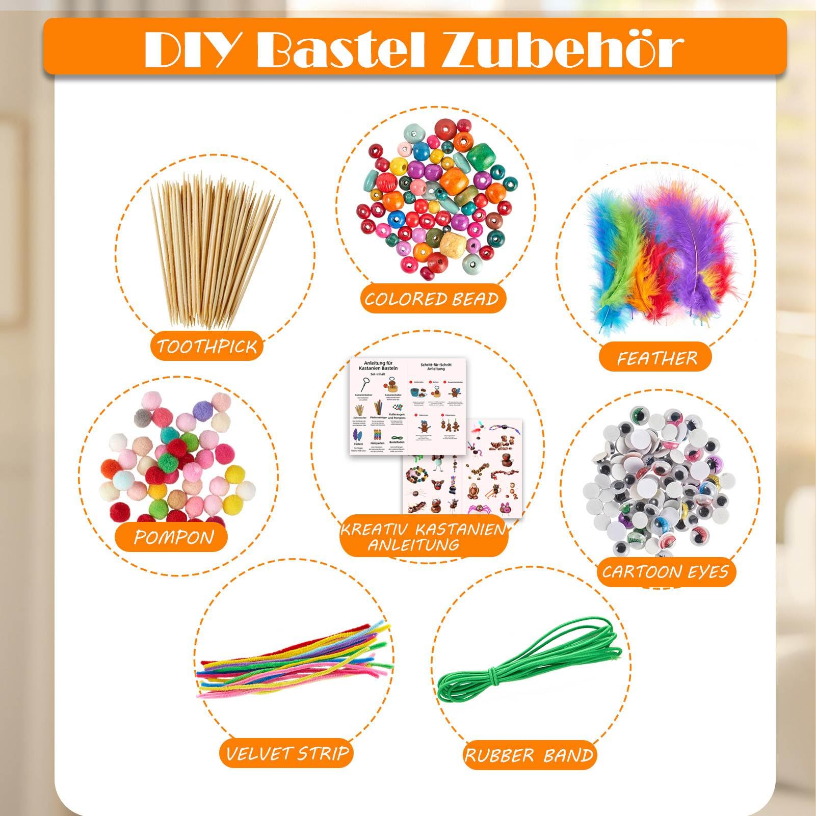 TUT Kastanienbohrer Set Für Kinder - 5-teilig Mit Halter & Bastelzubehör