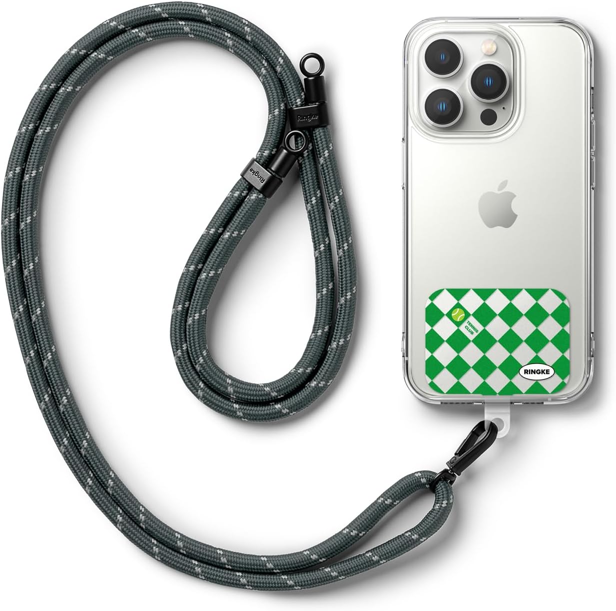 Ringke Holder Link Tennis Club Adjustable Crossbody Neck Strap, Universal Multifunctional Lanyard Patch for Most Smartphones