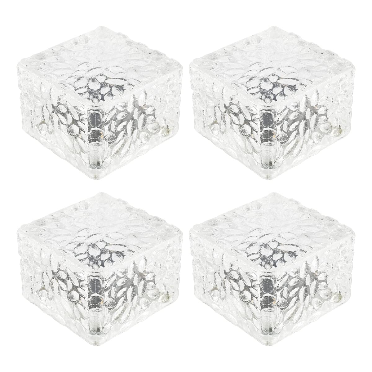 4pcs Ice Cube Lights Outdoor LED Solar Brick Light Auto Ice Cube Lights ON/Off Solar Square Cube Lamp IP68 Waterproof Buried Light for Patio Stairs Yard Garden Pathway(Zhengbai)