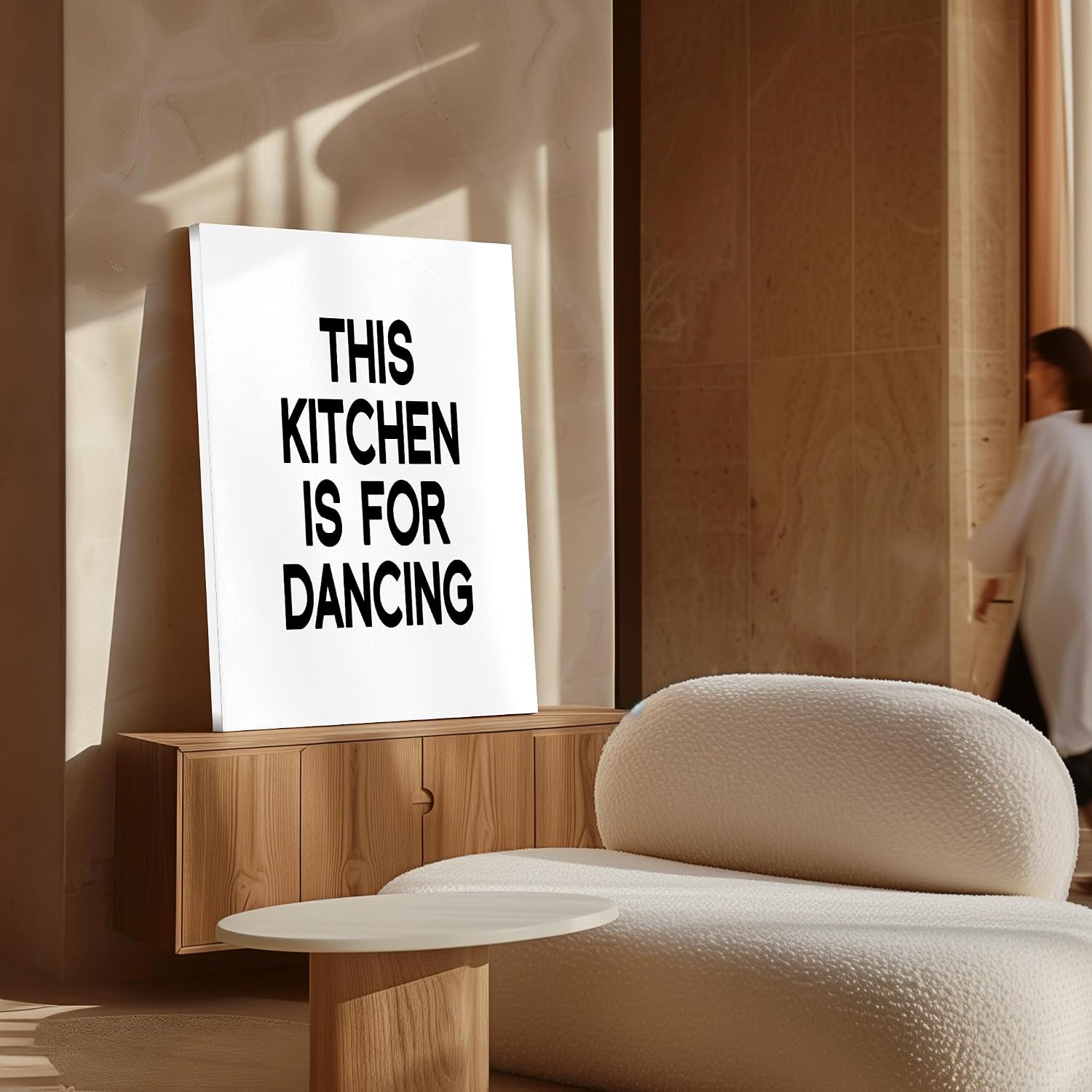 Poster Master This Kitchen is for Dancing Canvas - Dance Print - Positive Quotes Art - Minimal Gift for Men & Women - Inspiring Wall Decor for Kitchen or Living Room - 8x10 STRETCHED Canvas