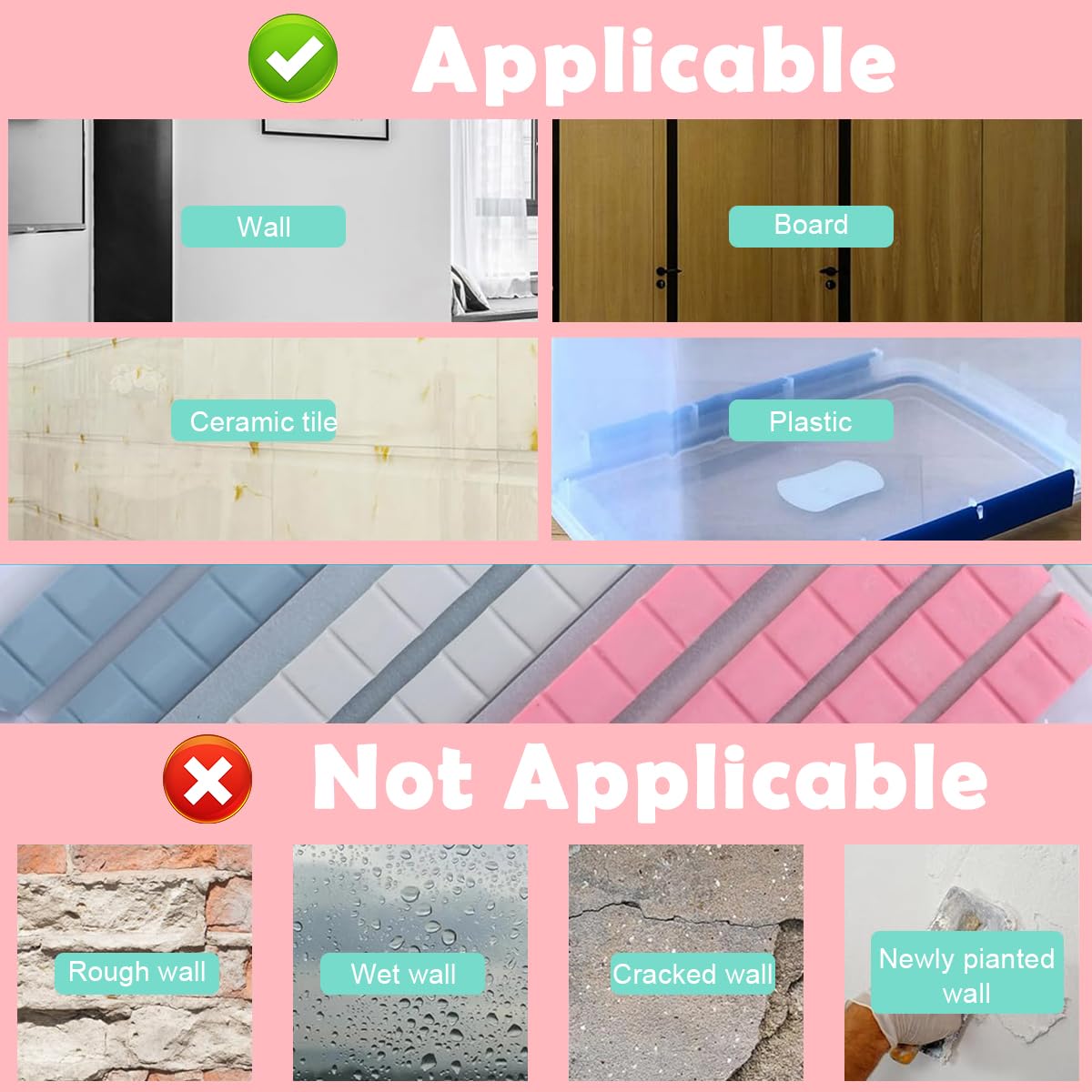 HASTHIP® 288Pcs Sticky Tack 3 Color Adhesive Putty Sticky Tack for Holding Nail Extension Multi Purpose Sticky Tack Flexible Mounting Putty for Crafts Hanging Pictures, Small Objects 2