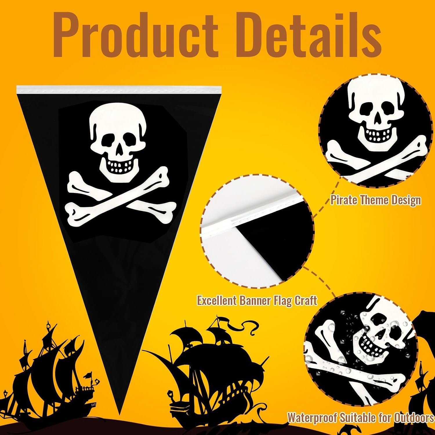 MARFOREVER 164 Ft 80 Pcs Halloween Pirate Banner Bunting Party Decorations