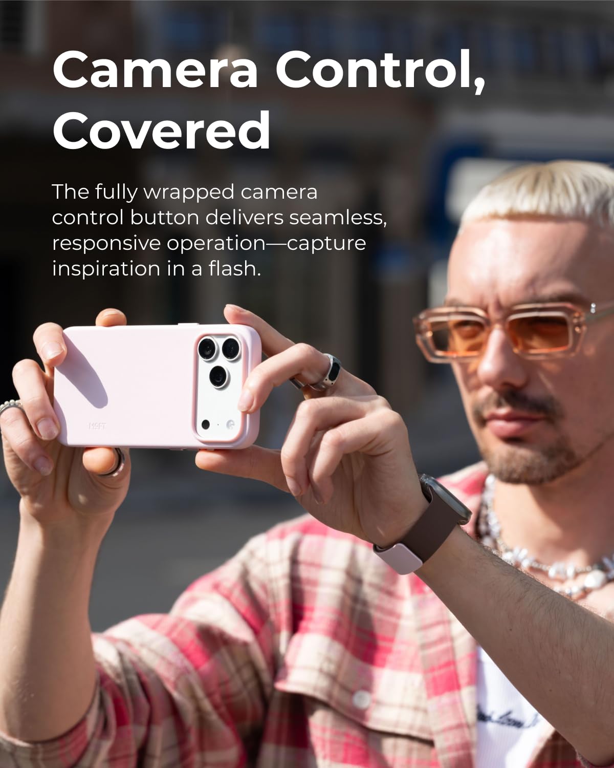 MOFT MOVAS wegańskie etui na telefon iPhone 17 Pro Max, pokrowiec skórzany z magnesem, miękkie zatrzaśnięcie, zachowanie koloru, odporne na plamy, łatwe do czyszczenia, jasnoróżowe