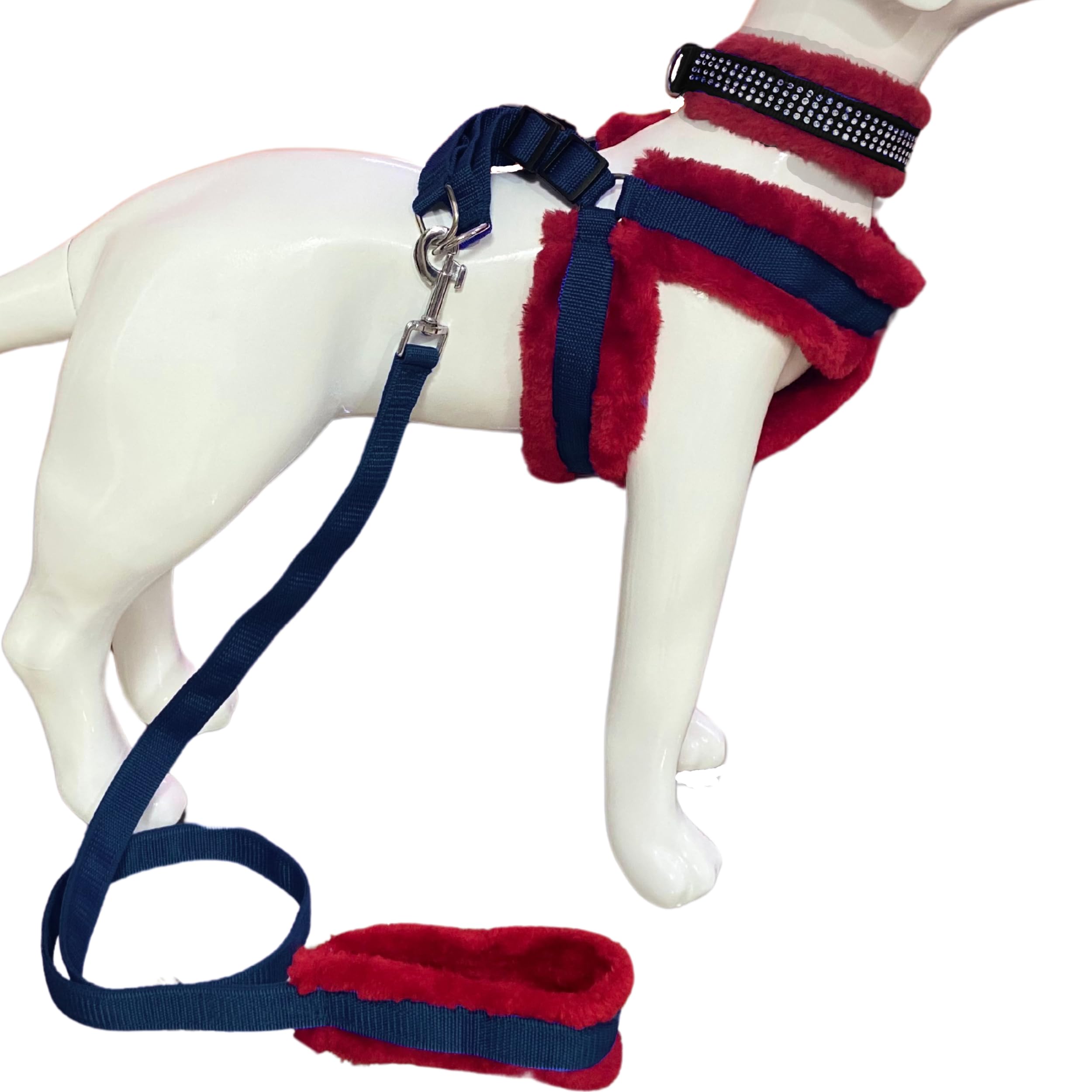 Payton Perry Dog Fur Harness, Collar & Leash Combo Set, Adjustable Size (Medium, Black-RED) (Recommended for 14-23KG Pet) (B0B1VV6THW) Amazon Price History, Amazon Price Tracker