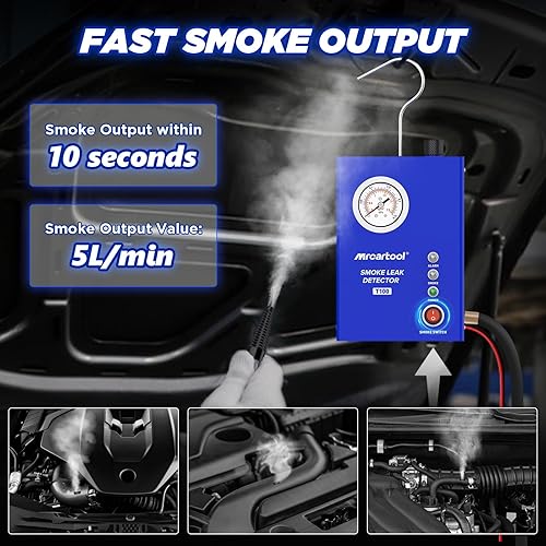 Miniatura 3 de MR CARTOOL T100 Detector de Fugas de Máquina de Humo Automotriz, Comprobador de Fugas EVAP con Bomba de Aire Integrada y Manómetro de Presión, Kit