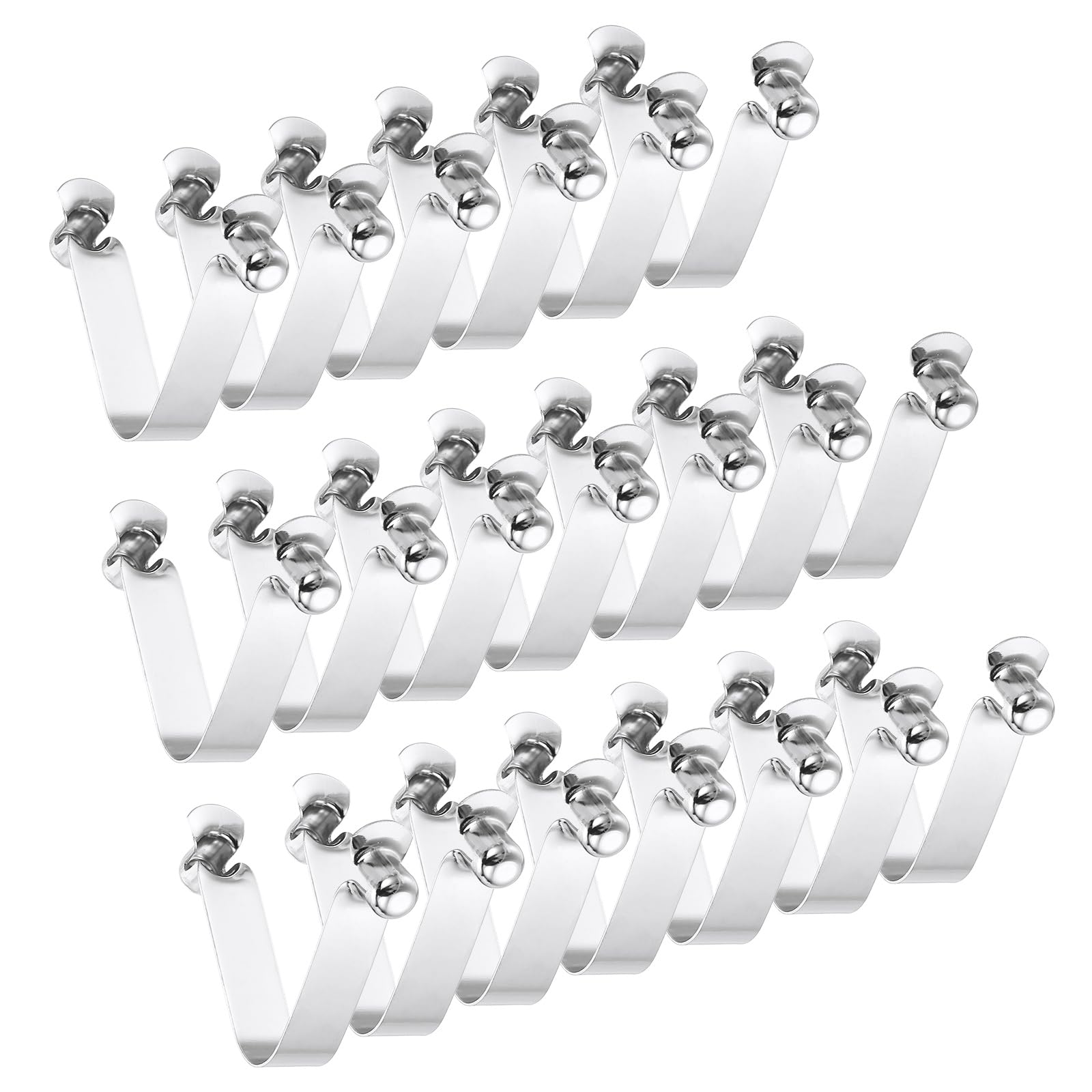 PATIKIL 10 x 8mm Kayak Paddle Snaps, 20 Pack Solid Tent Pole Clips Steel V Shaped Single Pin Push Button Spring Clips Lock Tube Pole Clips for Camping Awning, Silver Tone, 50mm Long