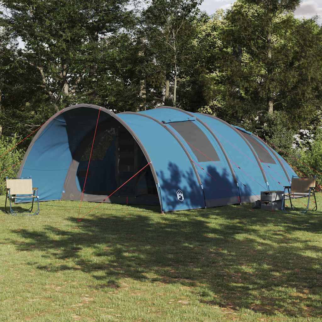 Amplia tienda túnel con techo y almacenamiento, color azul, 710 x 460 x 245 cm, tienda de campaña impermeable para familias y aventuras al aire libre
