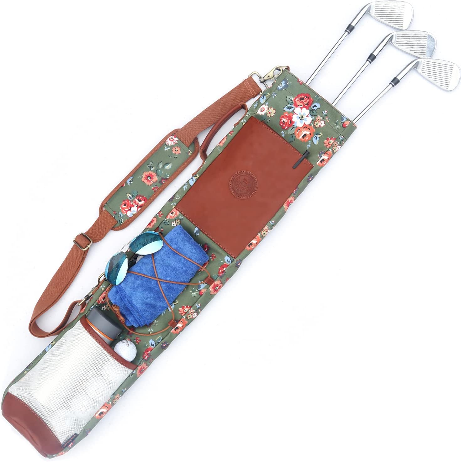 Tourbn Tourbon Outdoor Flower Golf Club Bag Sunday Bags Canvas Driving Range Storage 32inch Green