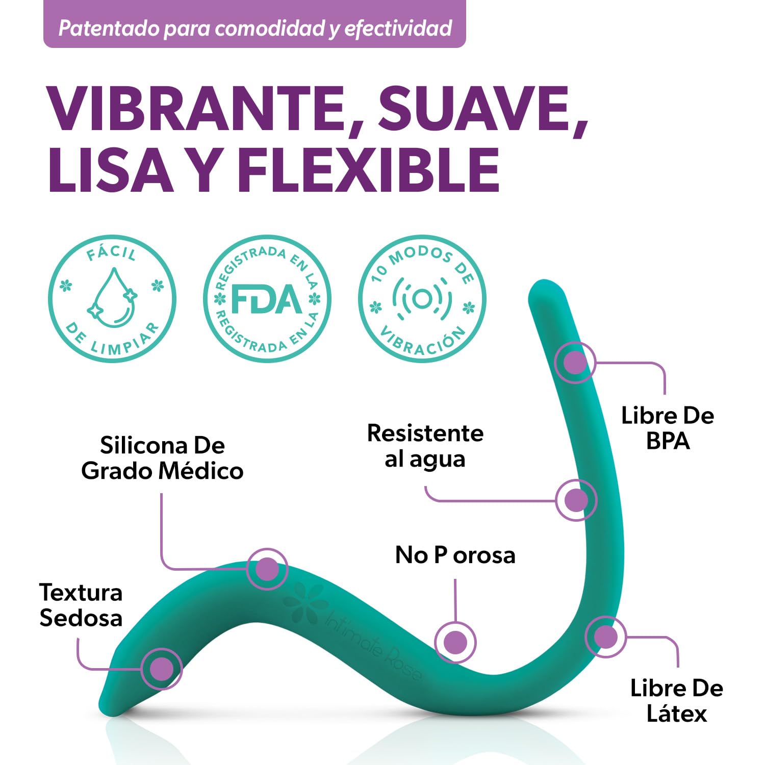 Intimate Rose Varita con vibración para aliviar el dolor muscular pélvico - Uso en Fisioterapia Pélvica para la Liberación de Puntos Nerviosos y Puntos Sensibles - Hombres y Mujeres