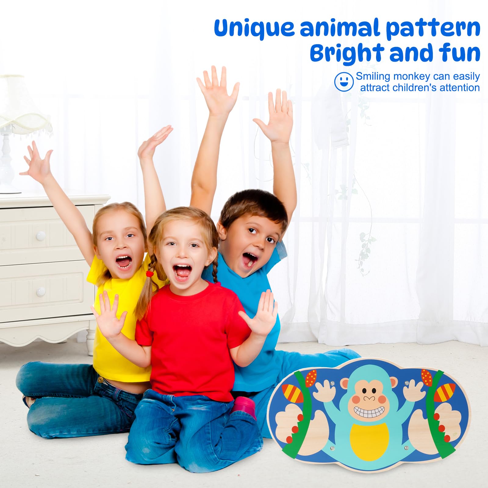 Balance Board Kinder, Wackelbrett, Balancieren Kinder Indoor, Fördert Gleichgewichtssinn und Konzentration, Affenmuster