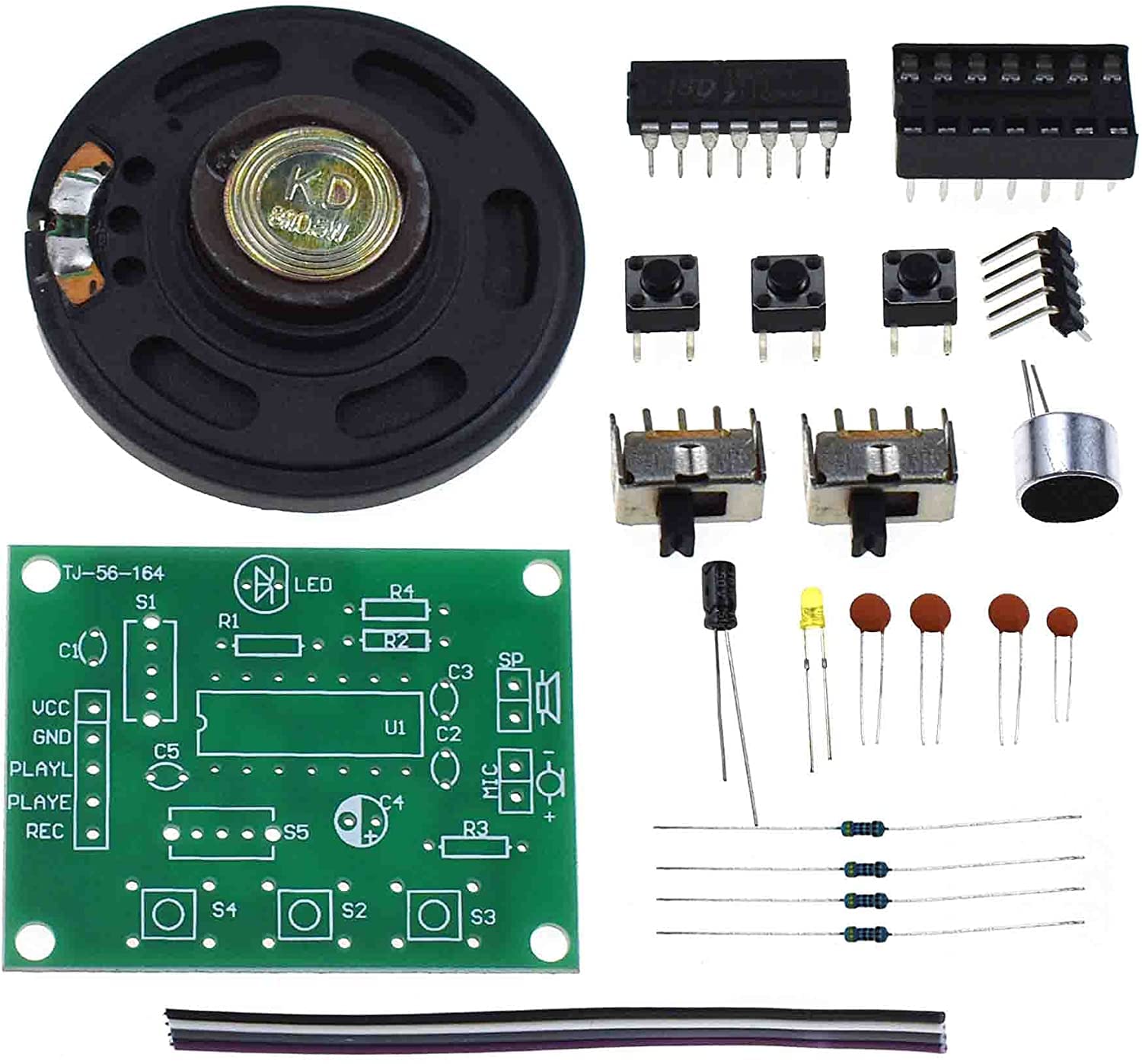 20 Seconds DC 3-5V Voice Sound Recording Recorder Module Kit ISD1820P DIY Kits Precise Talking Music Audio Recordable (DIY)