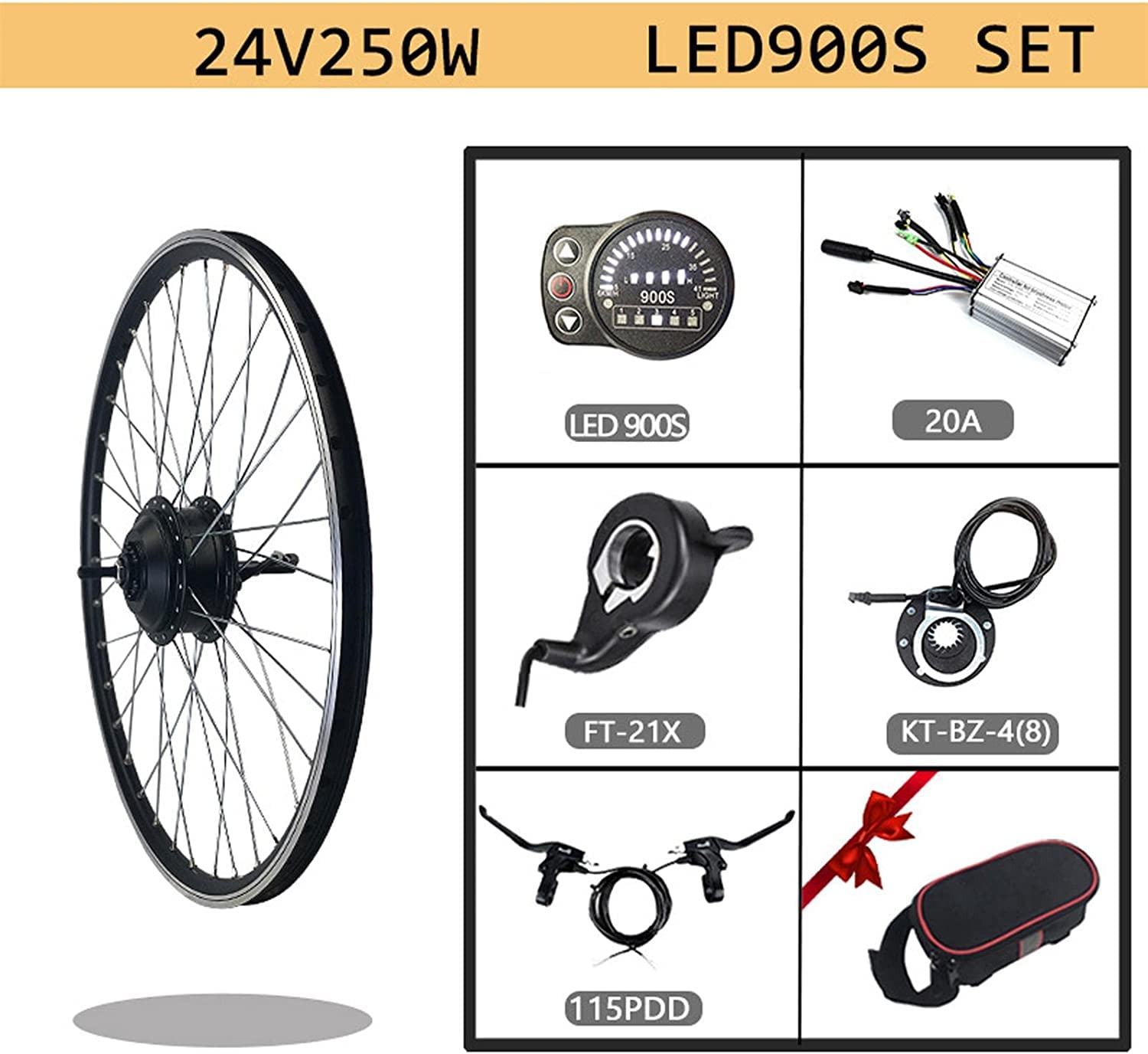 Amazon | 電動自転車キット、E-バイク変換キット24V 250W前輪モーター