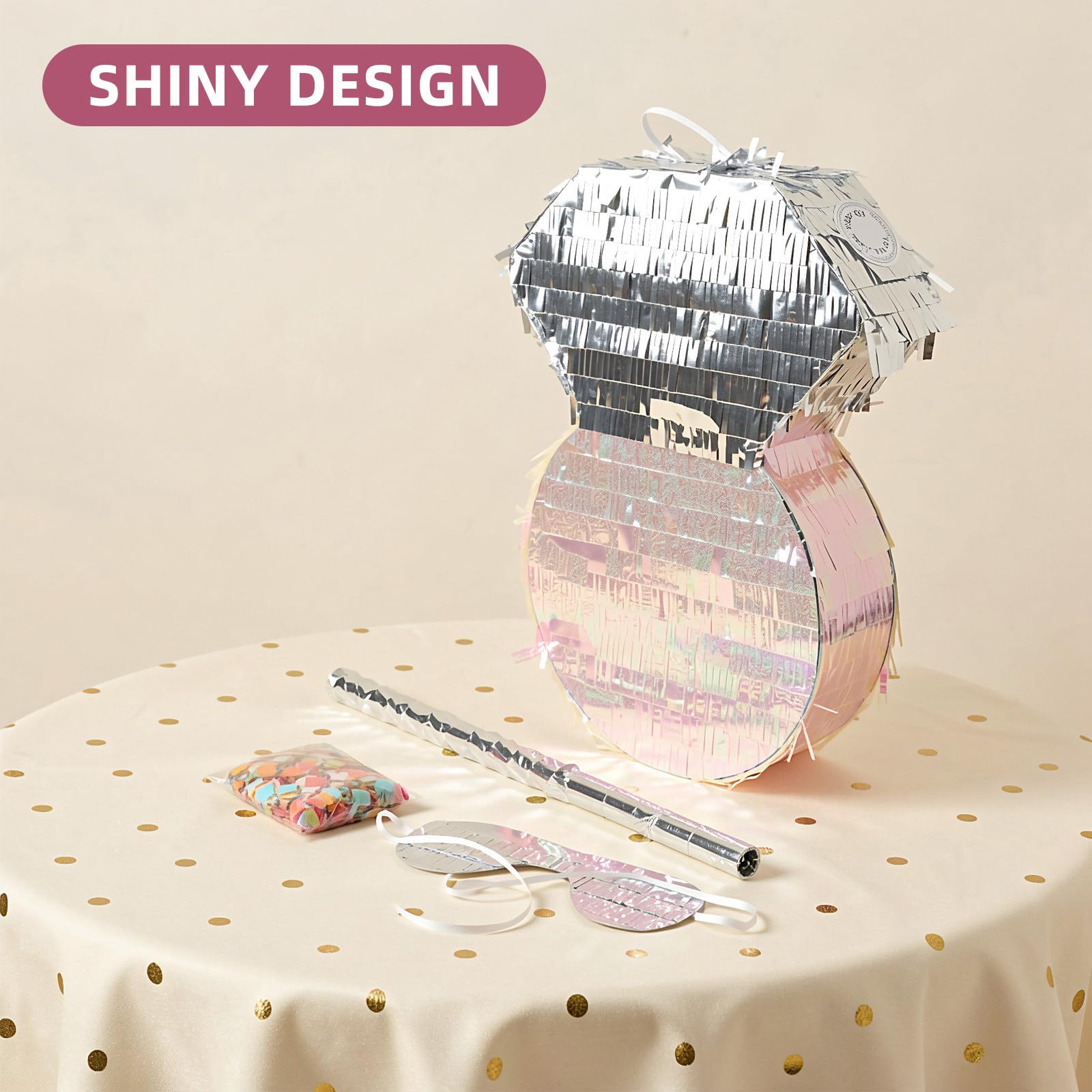 VILLCASE Piñata de Diamante Plateada de Papel para Fiestas Infantiles