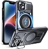 DASFOND Case for iPhone 14/13 [Compatible with MagSafe] Shockproof Military Tested Mobile Phone Case with Stand Wireless Charging Double Layer Protection Non-Slip Bumper Black
