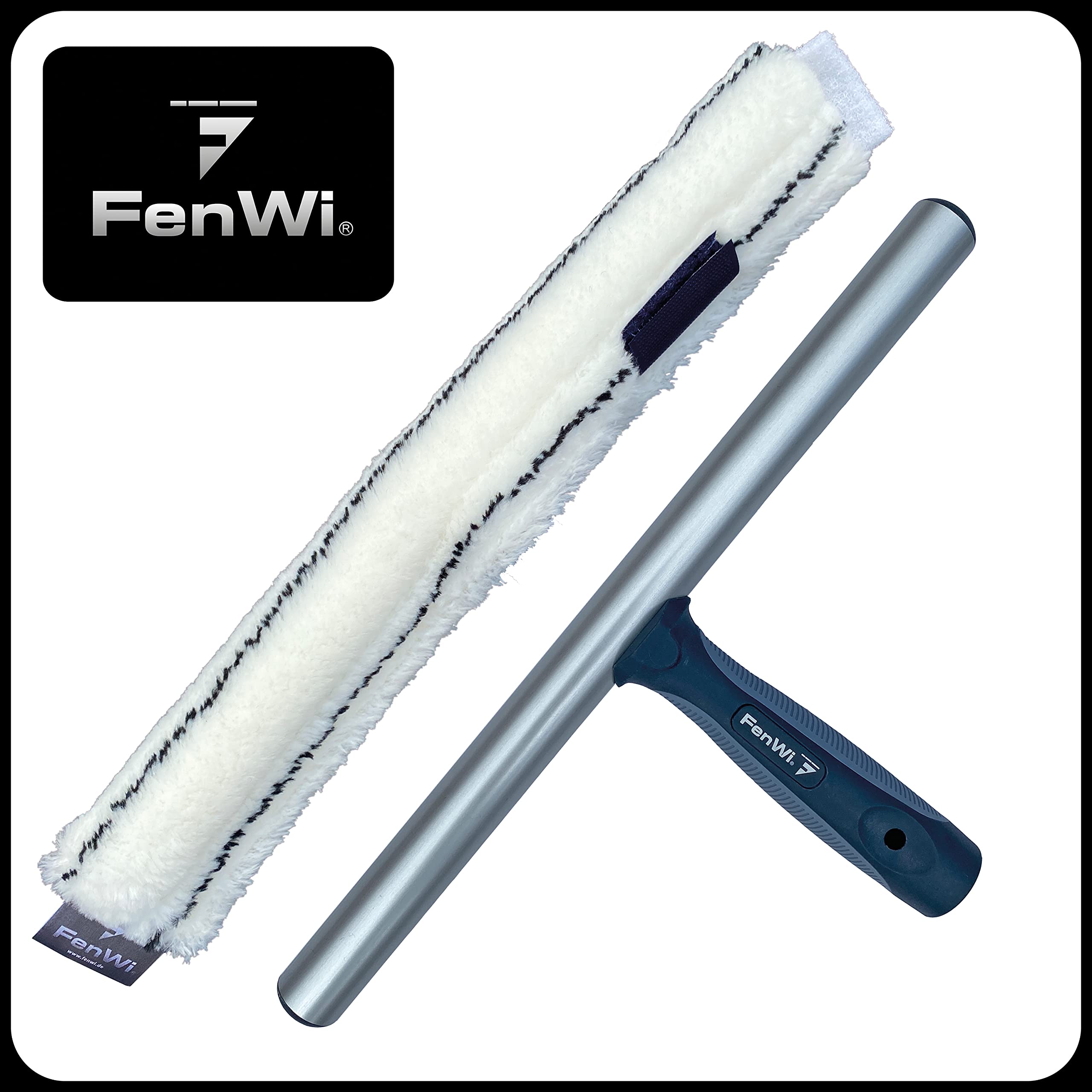 FenWi Profi Fensterwischer 40cm Mikrofaser Einwascher mit Griff