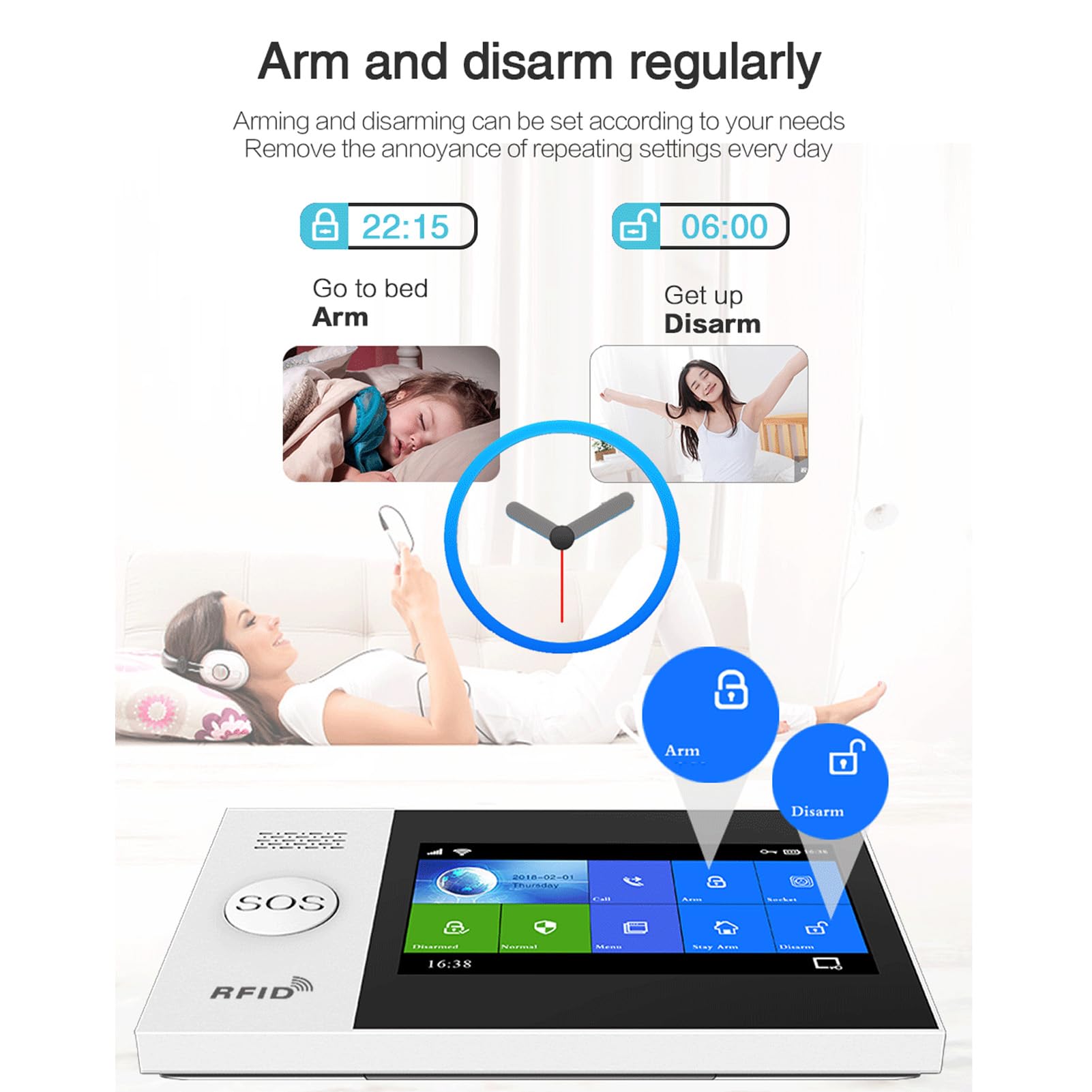 avec interphone 2 Voies et sirène 115 DB – Système d'alarme Domestique WiFi GSM – Kit d'alarme antivol Compatible avec Le matériel Tuya – Prend en Charge 99 Zones de défense et