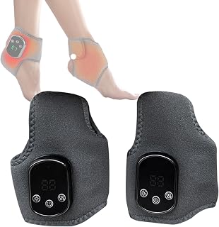 Electric Heating Ankle Sleeve with Vibration Massage 5 Temp 3 Speed USB Charging LCD Display for Foot Comfort (Pair)