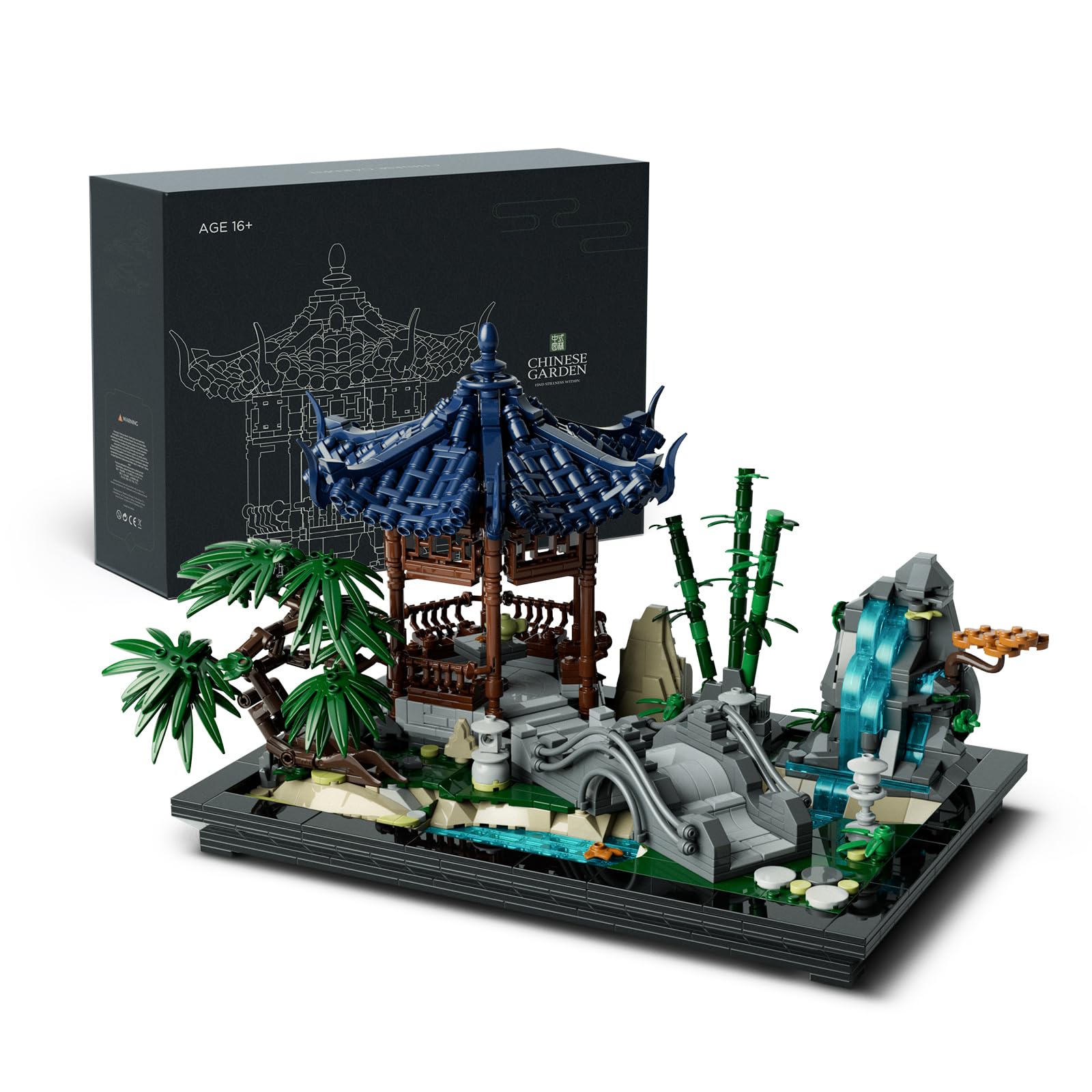 Nifeliz Chinesischer Garten Bauspielzeugsets, Ästhetisches Modell für die Ausstellung im Haus oder Büro, eine ideale Geschenkidee für Garten- und Achtsamkeitsliebhaber (1877 Teile, NF10311)