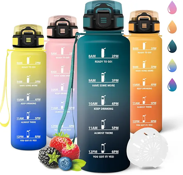 Gourde Sport Motswedi 1,5L Réutilisable avec Marqueur de Temps - Sans BPA