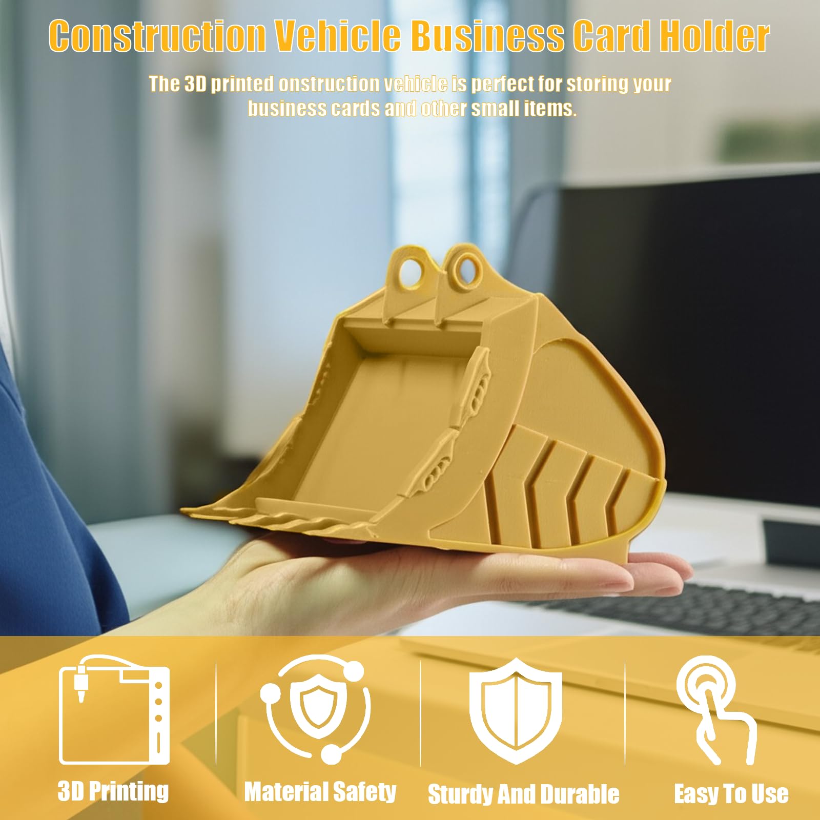 Construction Vehicle Business Card Holder, Creative 3D Printed Business Card Holder for Desk, Decorative Business Card Display for Office and Workshop