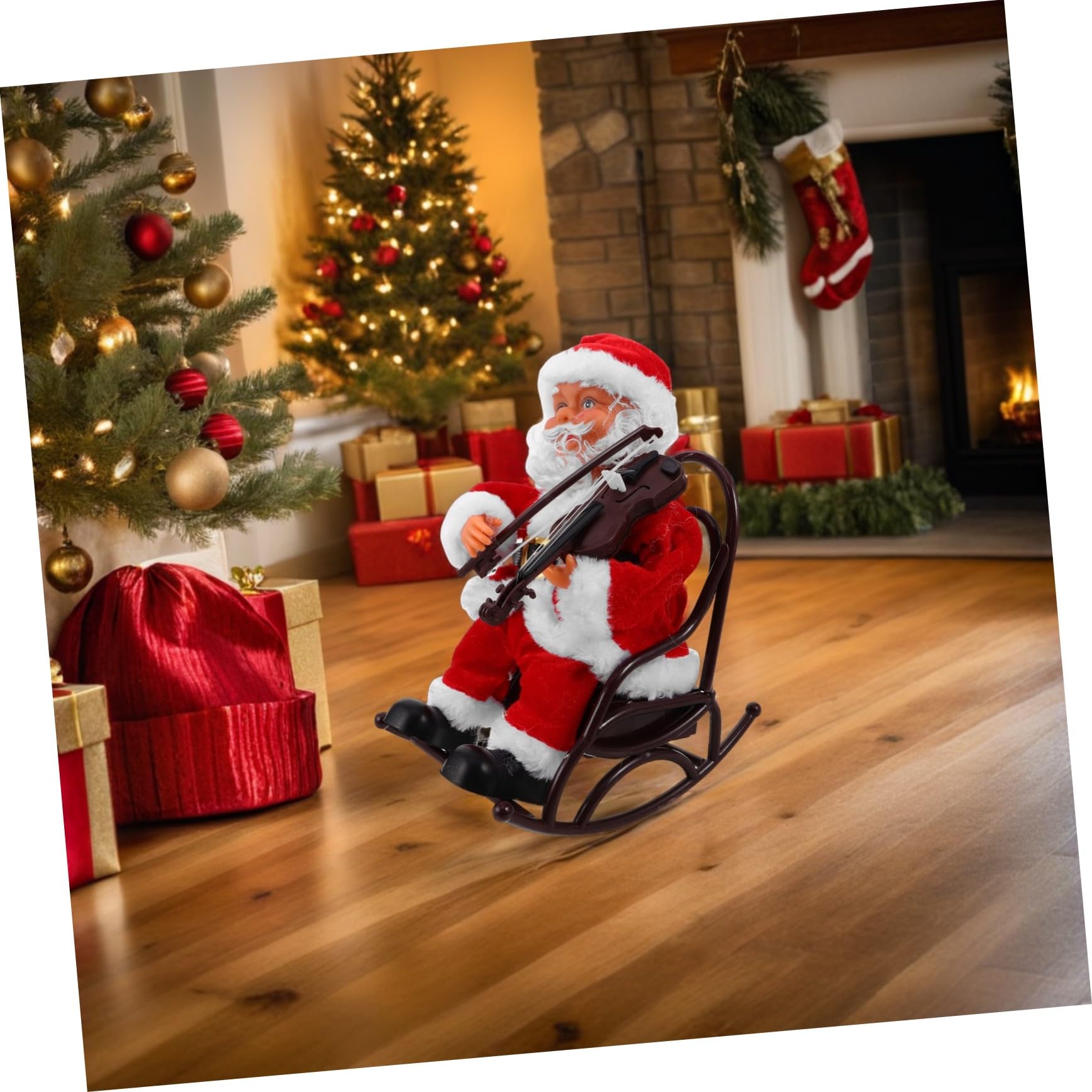 Juguete De Papá Noel Eléctrico con Música y Silla De Ruedas Figura Decorativa Divertida para Fiestas Navideñas Adorno De Mesa para Celebraciones Festivas