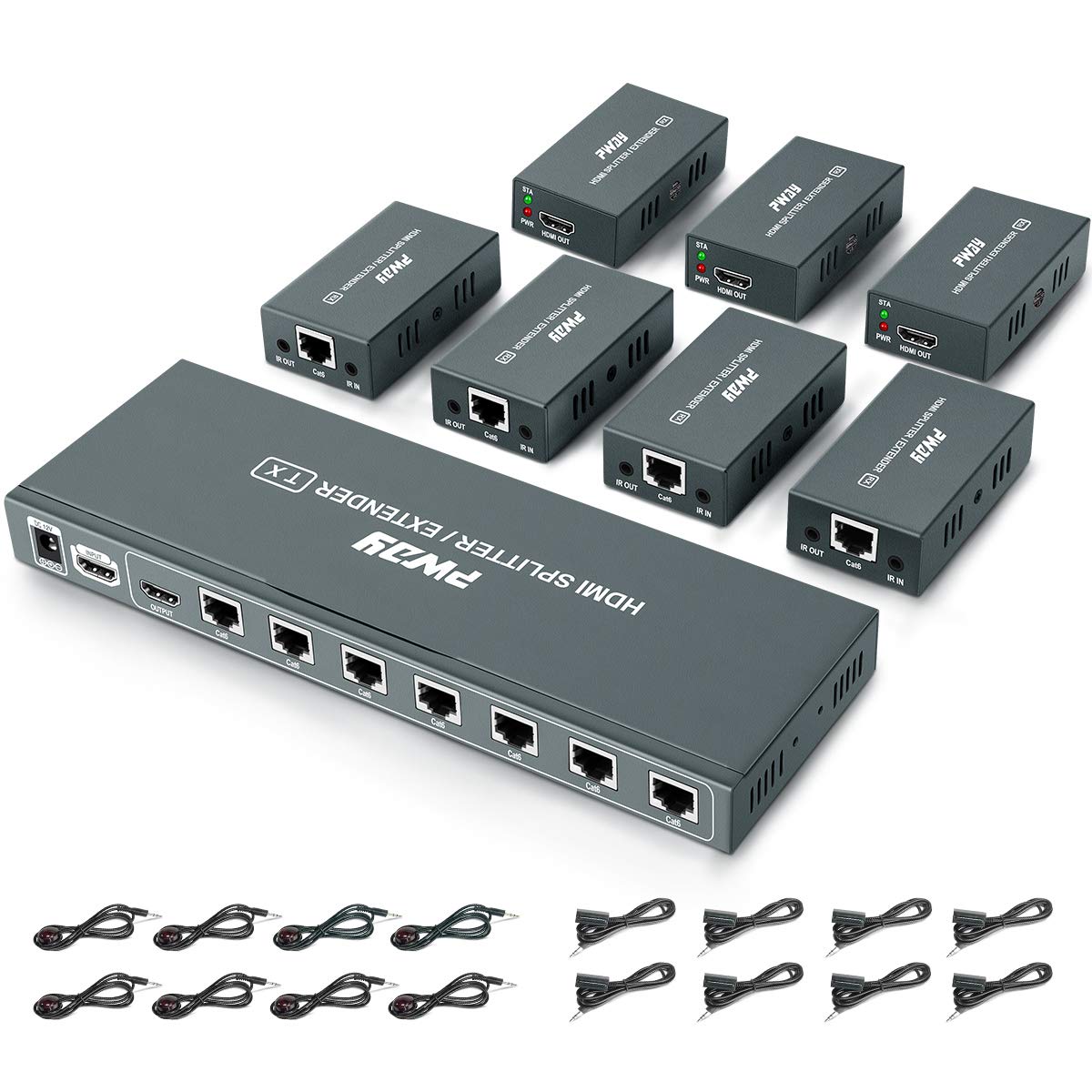 Amаzіng 🔥 1080p 1x7 7 Port HDMI Extender Splitter Over CAT6/CAT6a/CAT7 Ethernet Cable with an HDMI Loop Out & Bi-Directional IR Remote Control &EDID Management(1 in 7 Out) –Up to 50m (165ft) at 1080p 60Hz Amаzіng 🔥 1080p 1x7 7 Port HDMI Extender Splitter Over CAT6/CAT6a/CAT7 Ethernet Cable with an HDMI Loop Out & Bi-Directional IR Remote Control &EDID Management(1 in 7 Out) –Up to 50m (165ft) at 1080p 60Hz