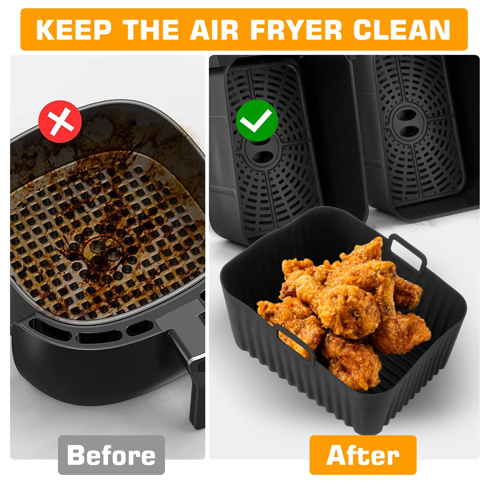 2 Pièces Moule Silicone Air Fryer, Compatibles avec Ninja Max Dual Zone AF300EU AF400EU AF451EU et Autres Friteuse à Air 7,6-10 L Plat Silicone Accessoires Air Fryer Sans BPA, Moule pour air 2 Pièces Moule Silicone Air Fryer, Compatibles avec Ninja Max Dual Zone AF300EU AF400EU AF451EU et Autres Friteuse à Air 7,6-10 L Plat Silicone Accessoires Air Fryer Sans BPA, Moule pour air
