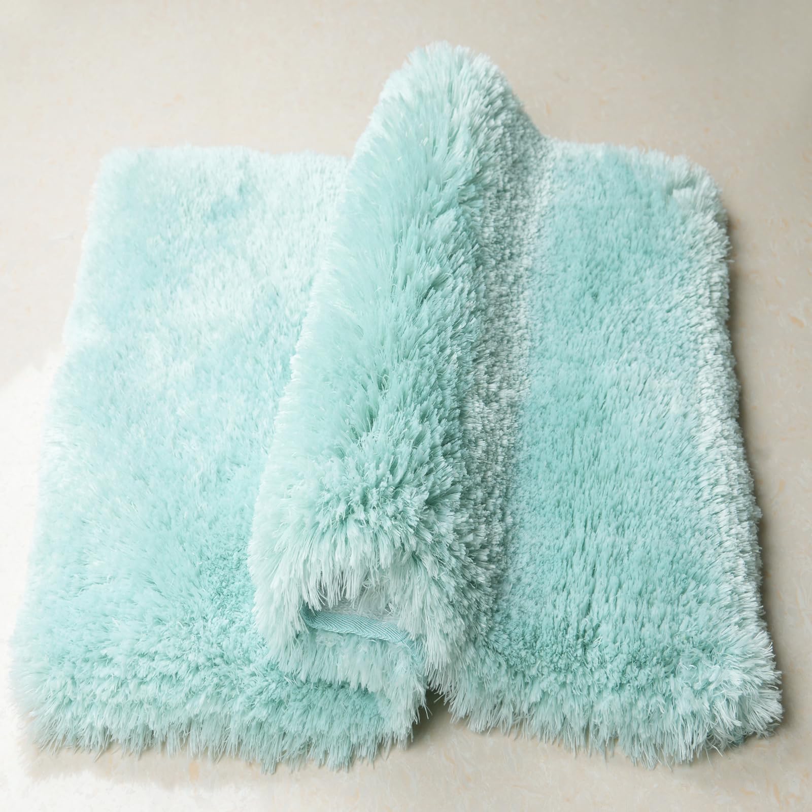 Soft Absorbent Pearl Yarn Rug, Rubber Backing,Bathroom Décor Rugs, Machine Wash Dry, Non Slip Bath Rug Carpet for Bathroom Floor (Light Green, 24" x 35")