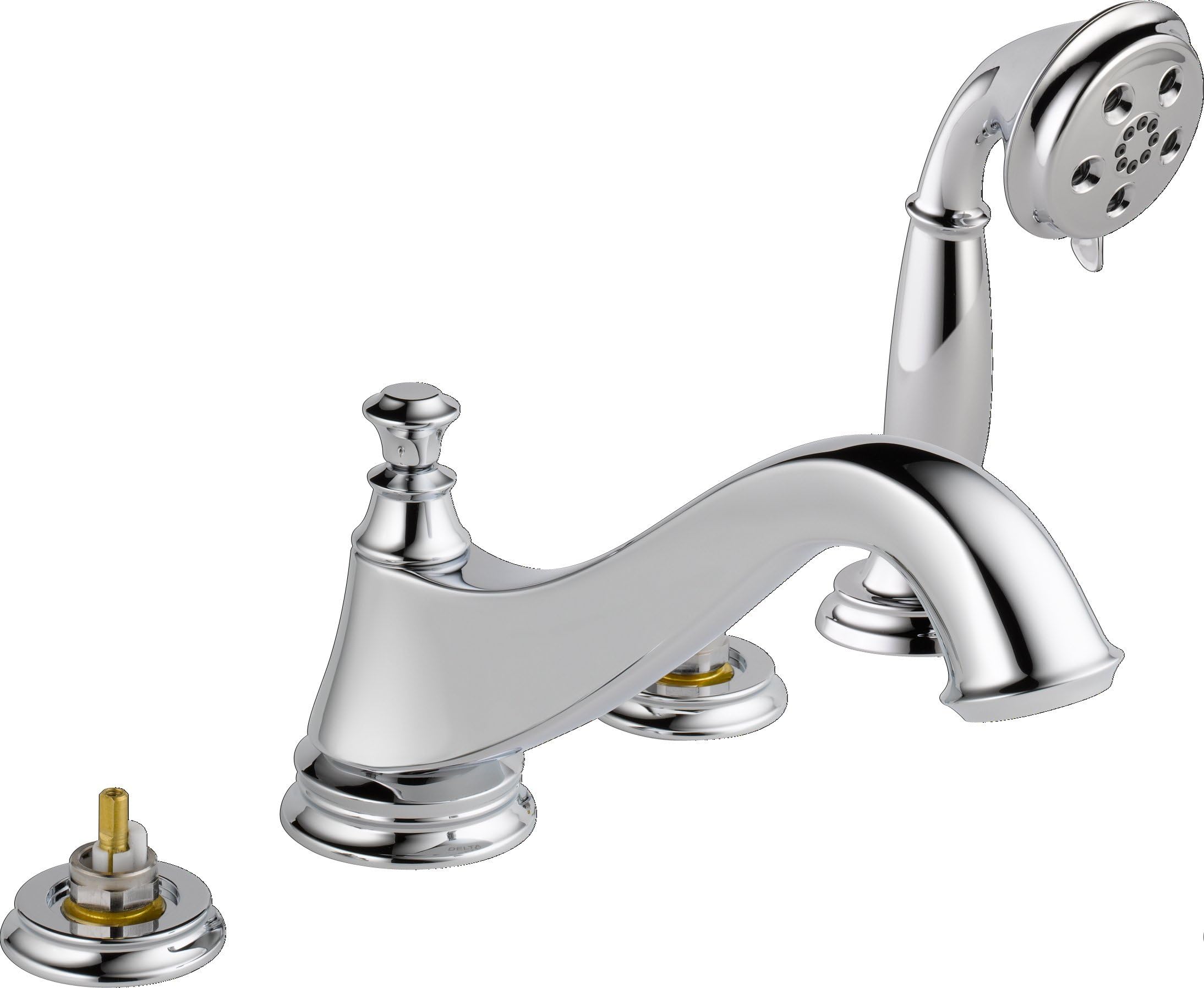 T4795-LHP Cassidy Low Arc Roman Bathtub Faucet with Hand Shower Trim Without Handles, Chrome