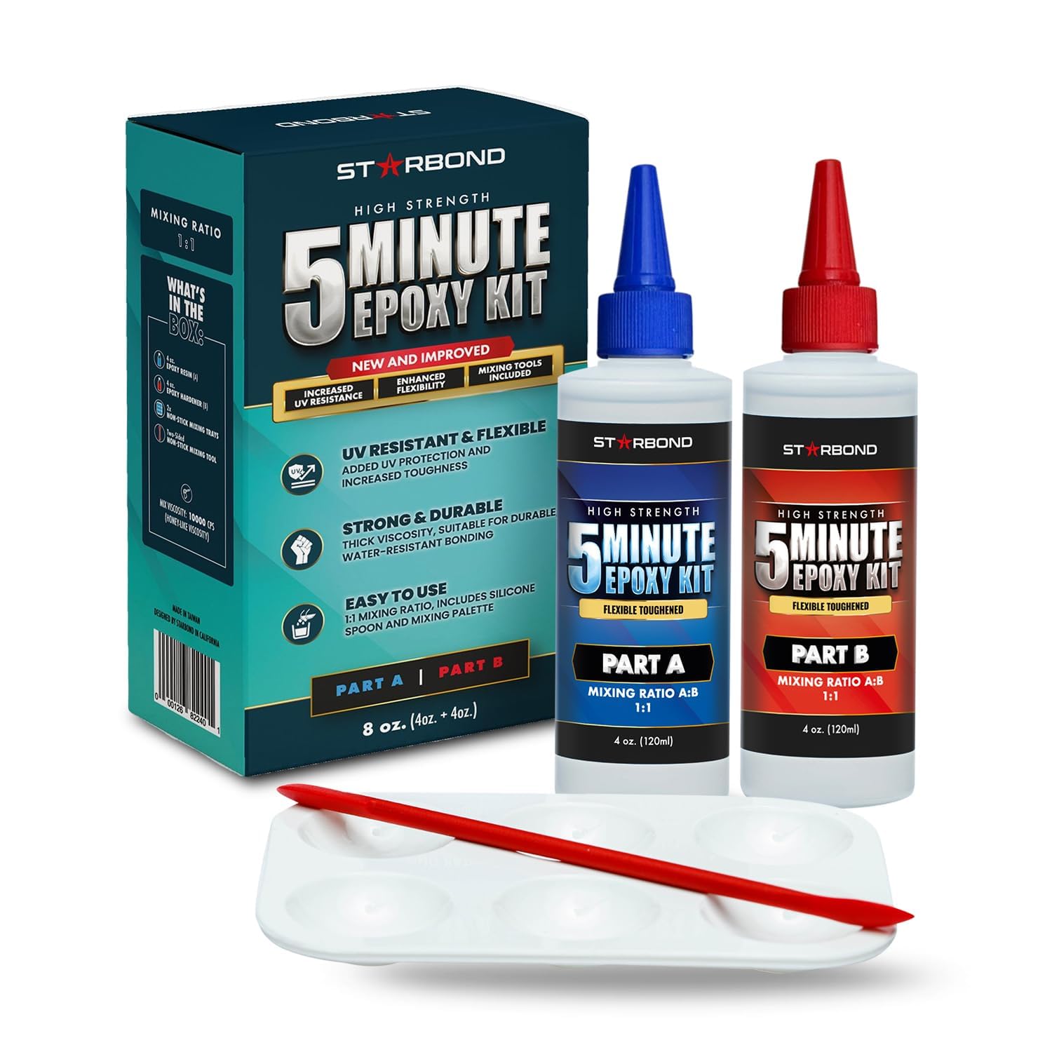8 oz. XL Starbond 5 Minute Epoxy Pro Kit– Flexible Toughened (2,600 lb Shear Strength), Easy to Use, Fast Setting Glue — Compatible with Metal, Plastic, Wood, Ceramics, Glass and More