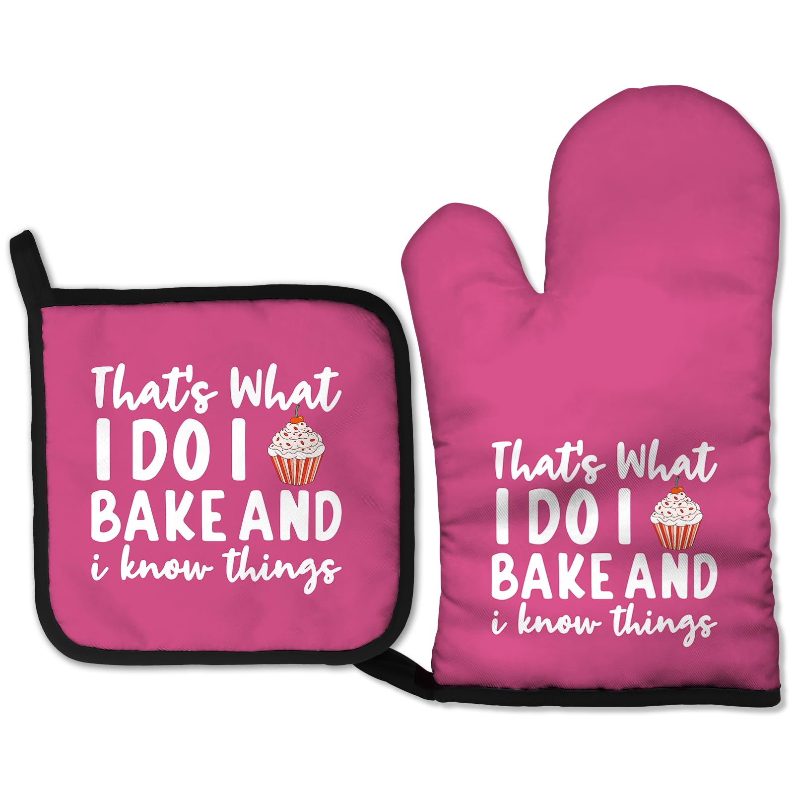 Gants de cuisine roses amusants avec maniques pour gâteaux et four