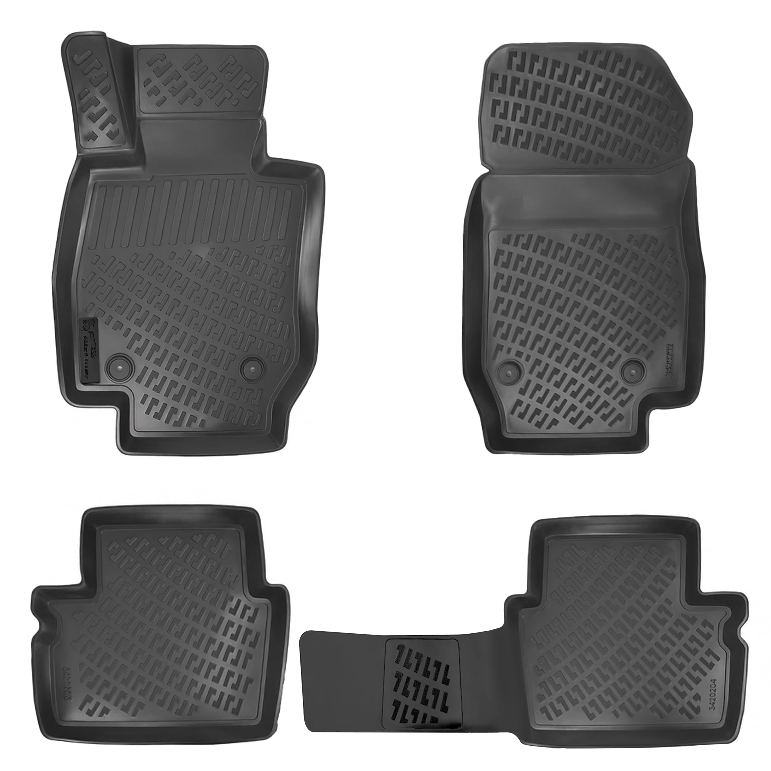 Mazda CX-3 2016-2021 Custom Fit Floor Mats Rubber 3D Car Mats Laser Measured Floor Liners All Weather Heavy Duty Waterproof Odorless Non-Slip TPE (Front & Rear, Black)