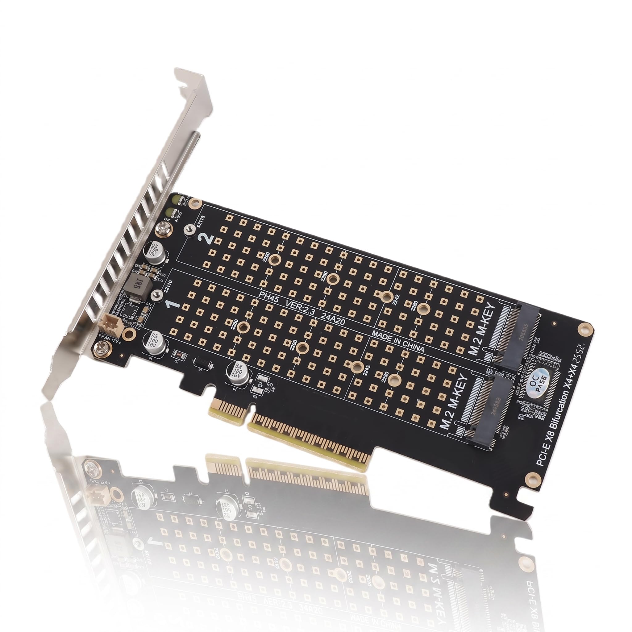 Dual M.2 NVME PCIe Adapter Card, 2 x 32Gbps Full Speed PCIe 3.0