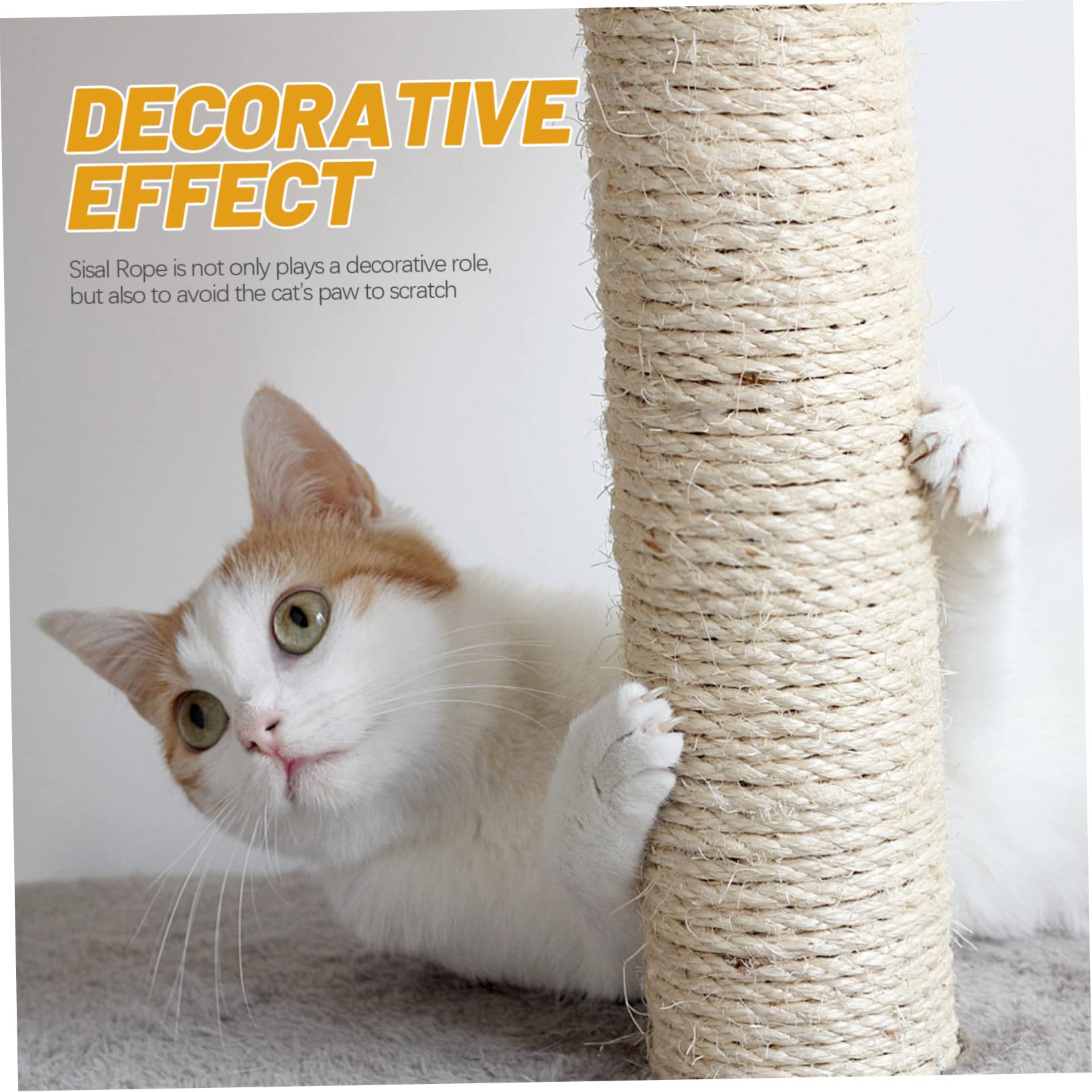 CORHAD Elegant White Sisal Rope for DIY Cat Toys Replacement for Scratching Post Ropes