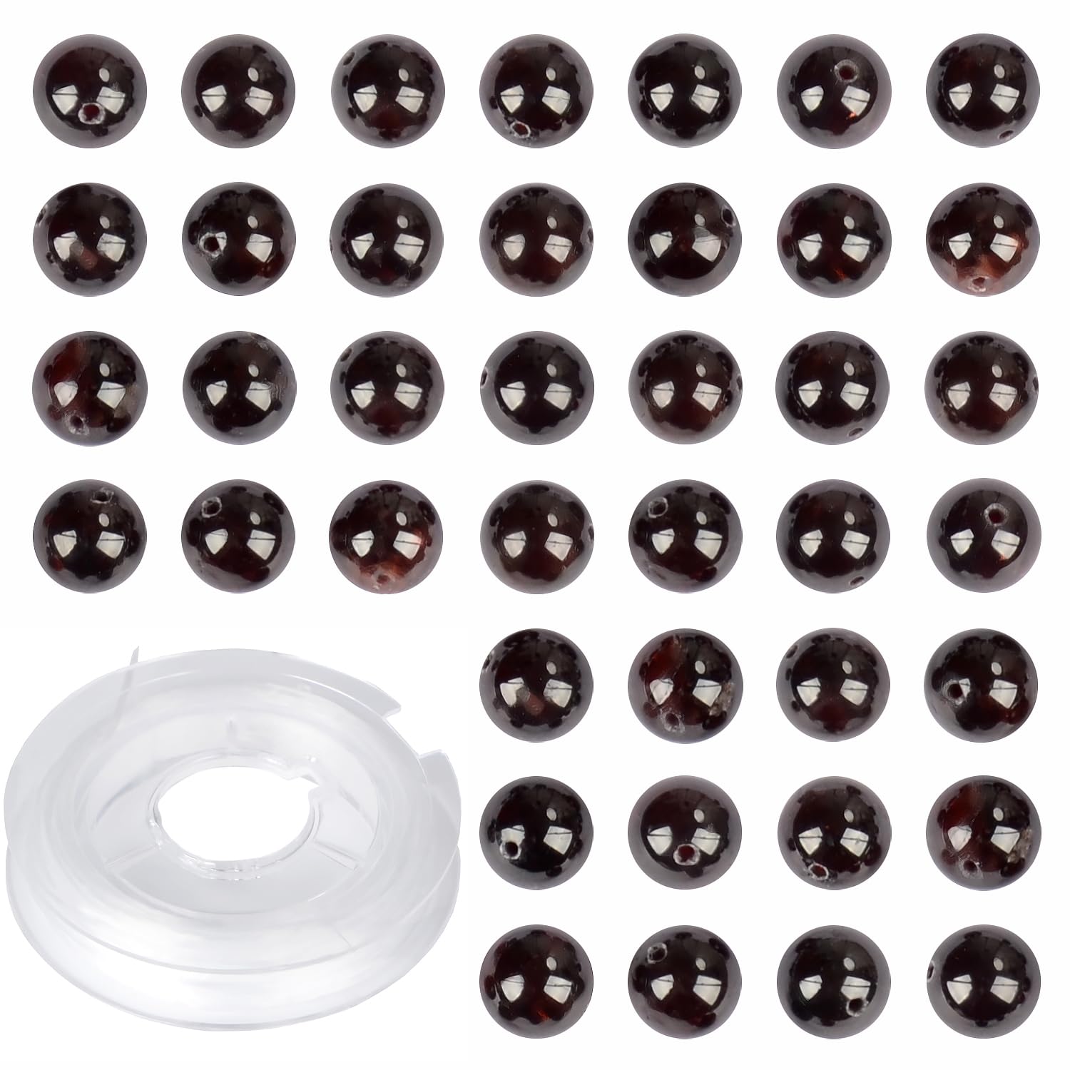 Cuentas de piedra natural granate redondas de piedra auténtica, tamaño de agujero de 1 mm, cuentas lisas para pulseras, collares, aretes, 6 mm, 200 unidades (granate de 6 mm)