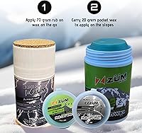 Vista 4 de ZUMWax RUB ON Wax Ski/Snowboard/Nordic Sample Pack - Universal & Glacier HIGH Speed - 0.71 oz cada uno, fácil aplicador de corcho, larga duración